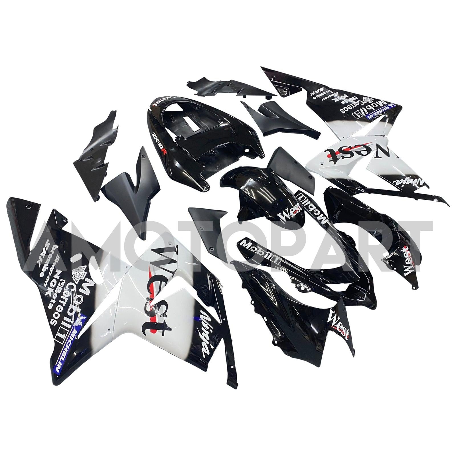 Amotopart 2004-2005 Kawasaki ZX10R bianco e nero con kit carenatura logo