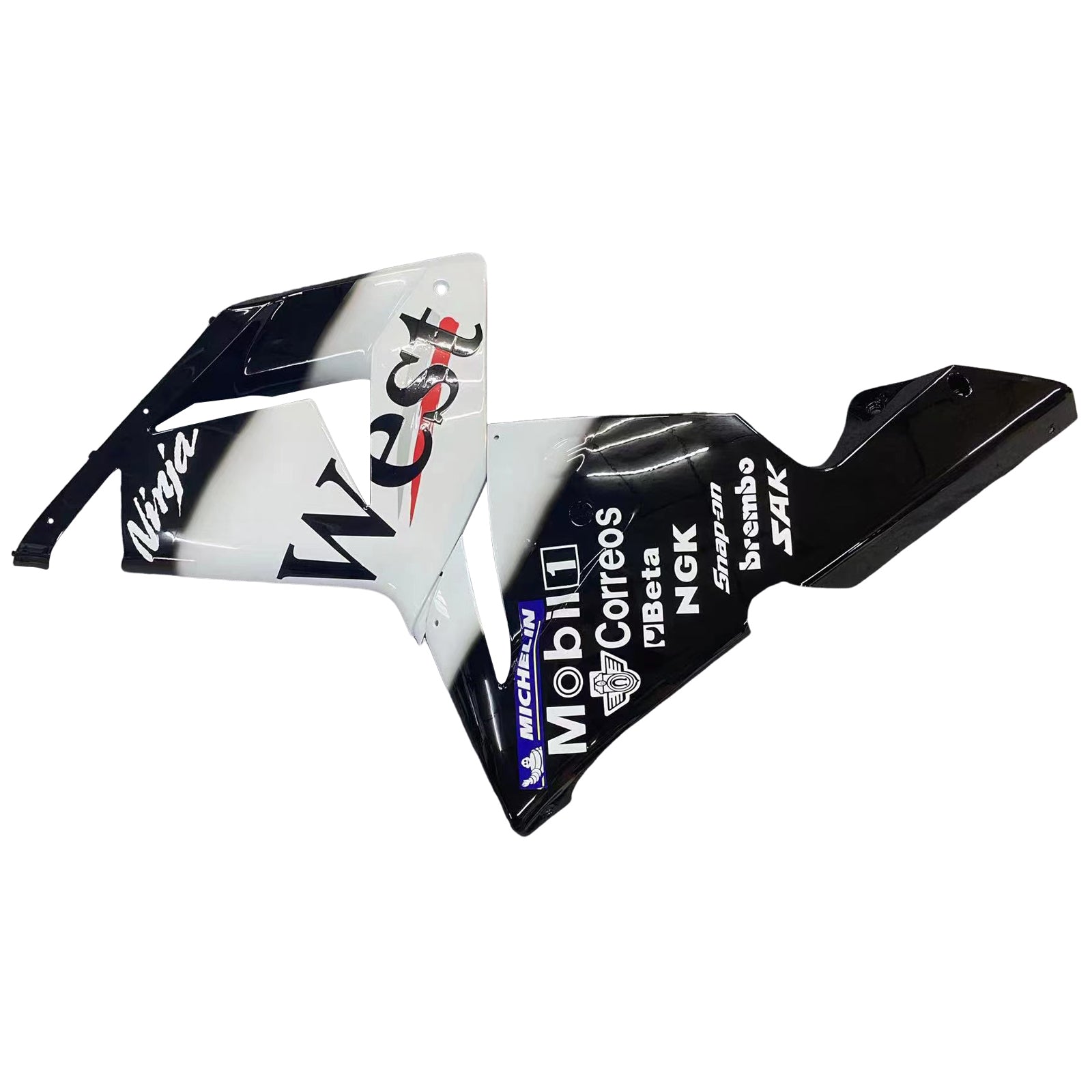 Amotopart 2004-2005 Kawasaki ZX10R White&Black with Logo Fairing Kit