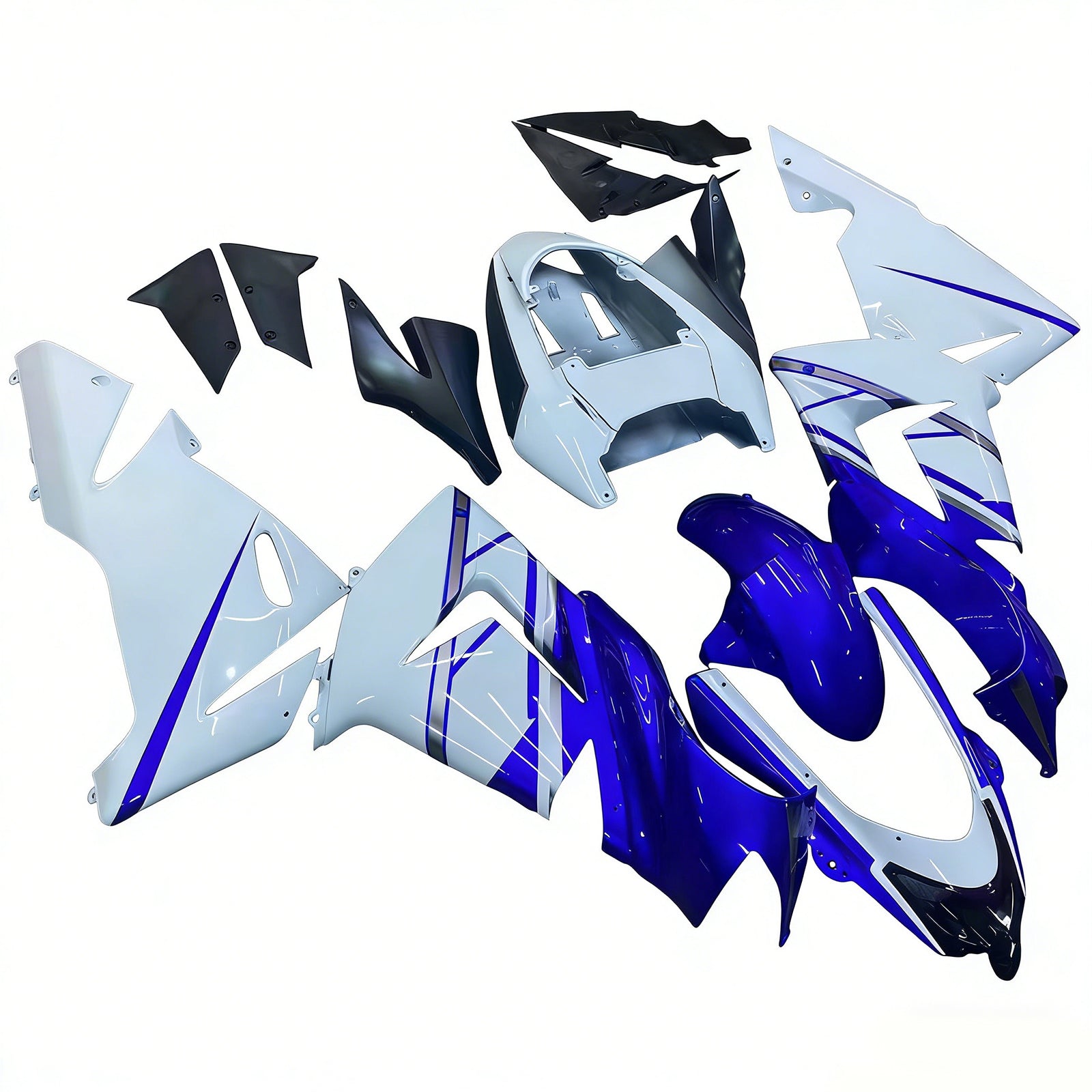 Amotopart 2004-2005 Kawasaki ZX10R Glossy Blue White Fairing Kit