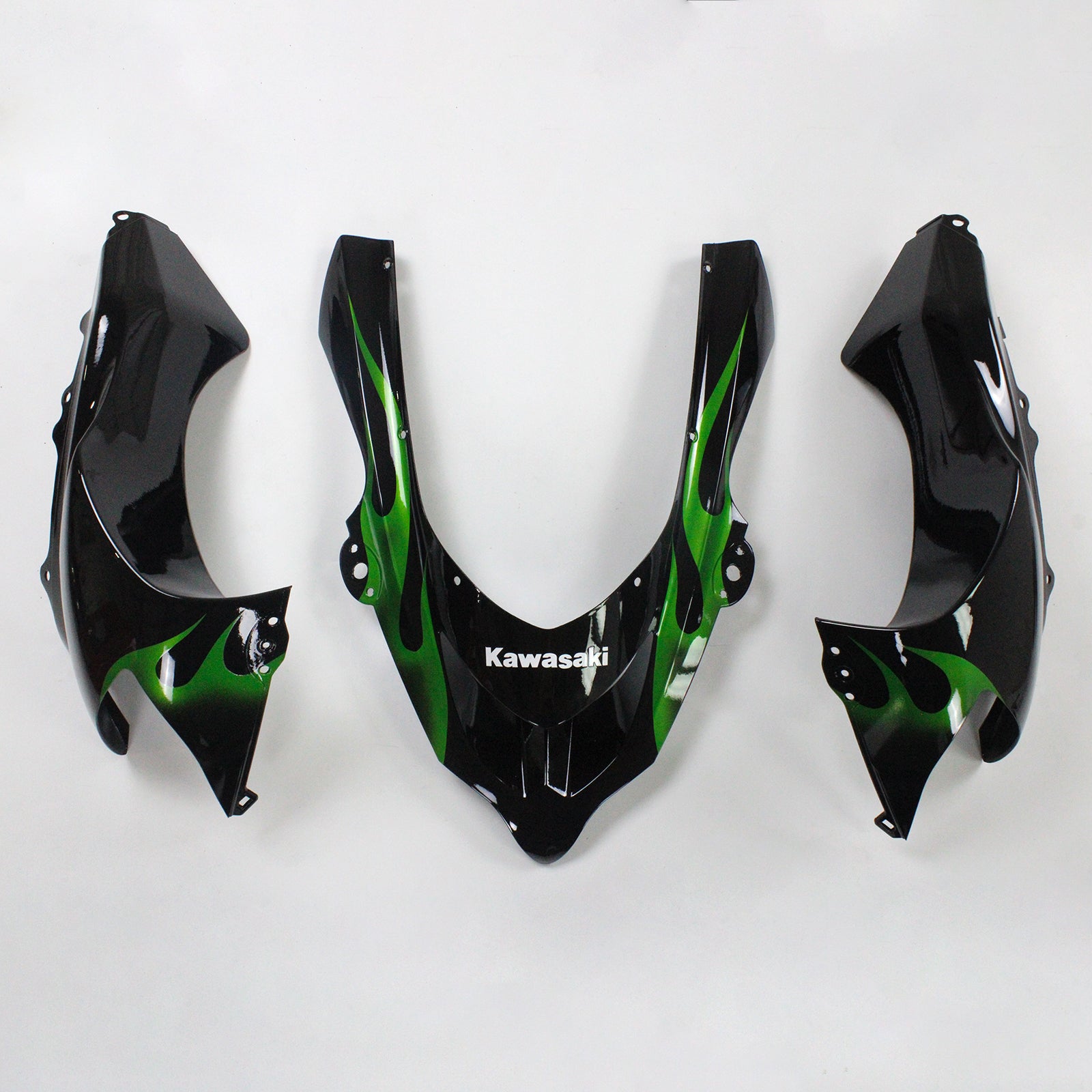 Amotopart Kawasaki 2004–2005 ZX10R Schwarz mit Green Line Verkleidungsset