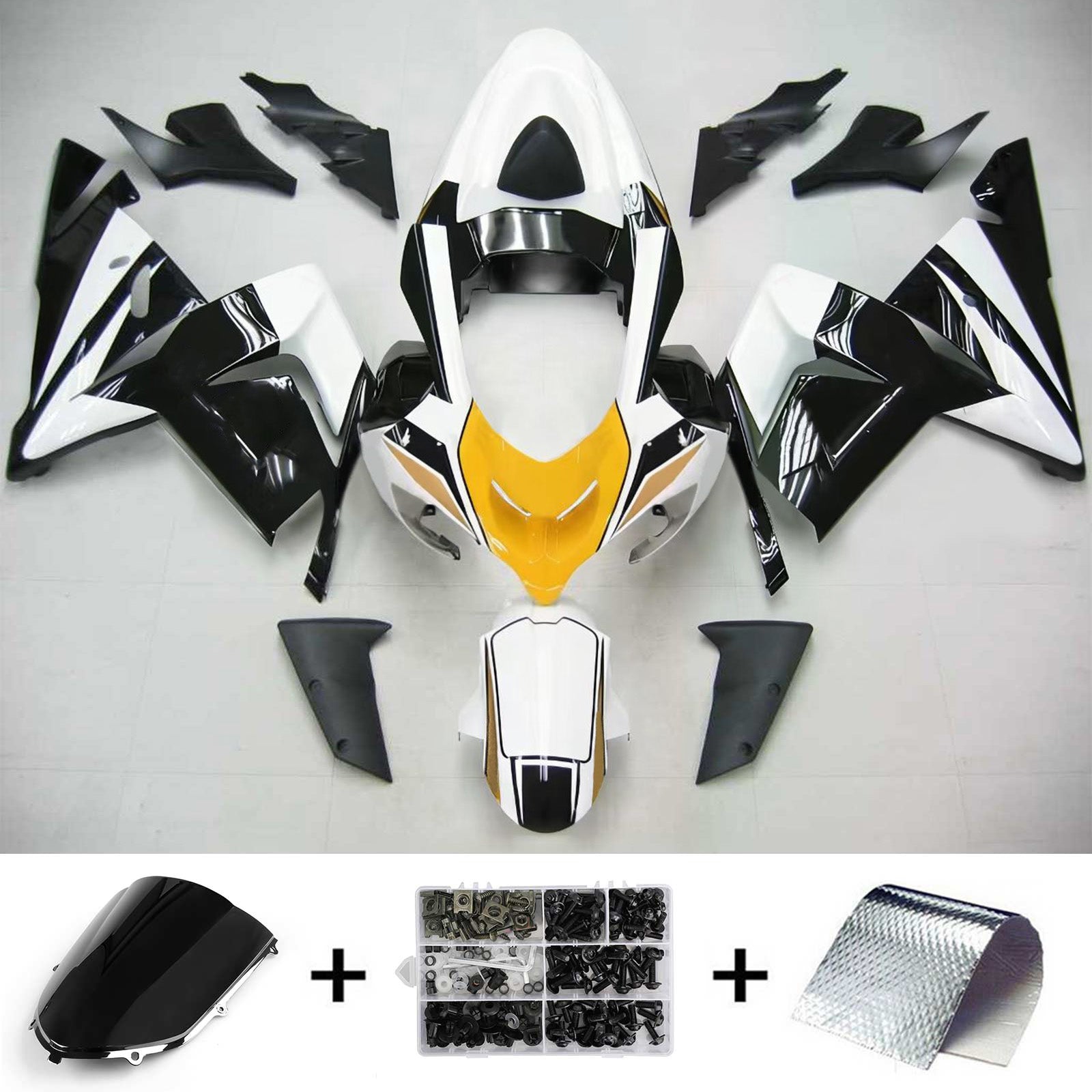 Amotopart Kawasaki 2004–2005 ZX10R Schwarz Weiß Playboy Verkleidungsset