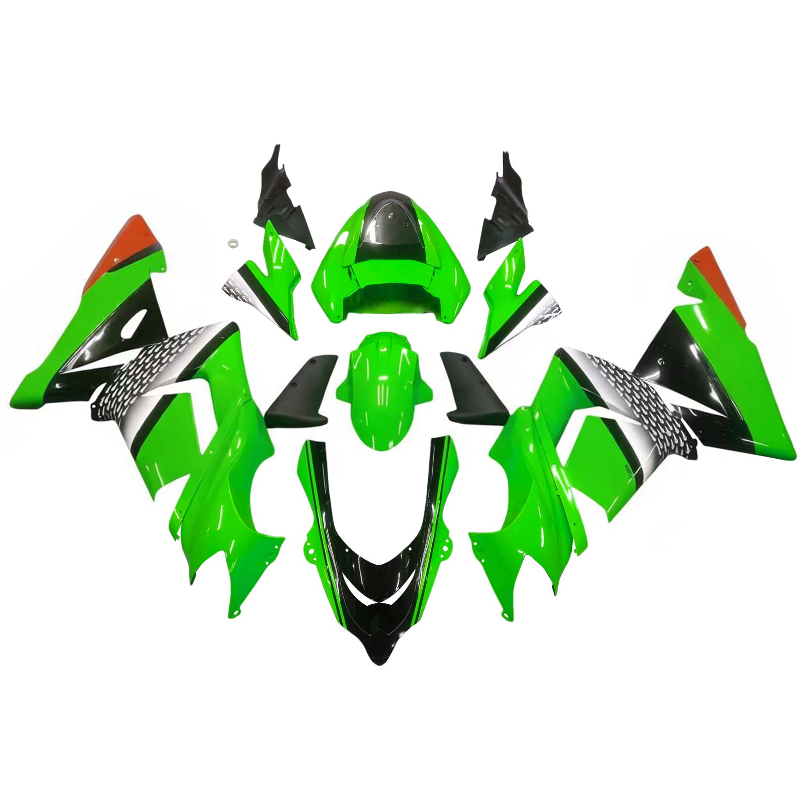 Amotopart Kawasaki 2004-2005 ZX10R Green Black Fairing Kit