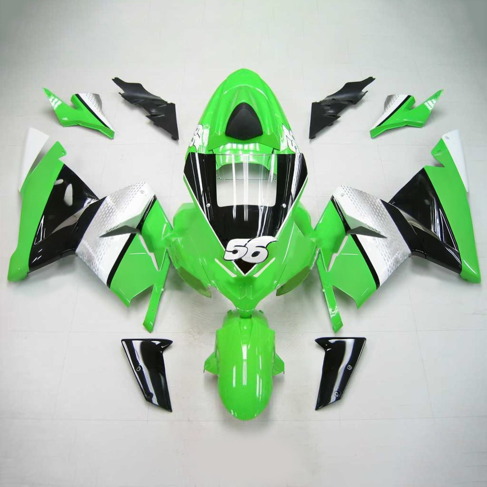Amotopart Kawasaki 2004-2005 ZX10R Green No.56 Fairing Kit
