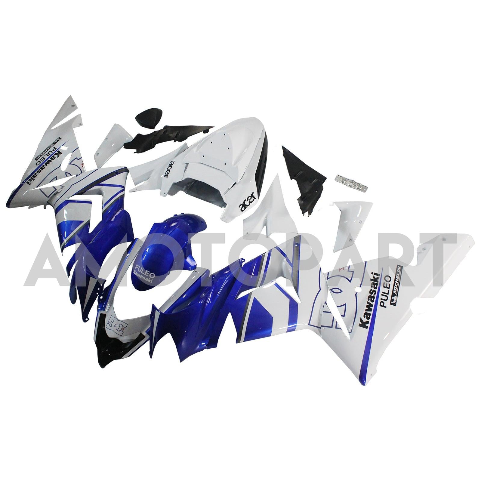 Amotopart Kawasaki 2004-2005 ZX10R Black White Fairing Kit
