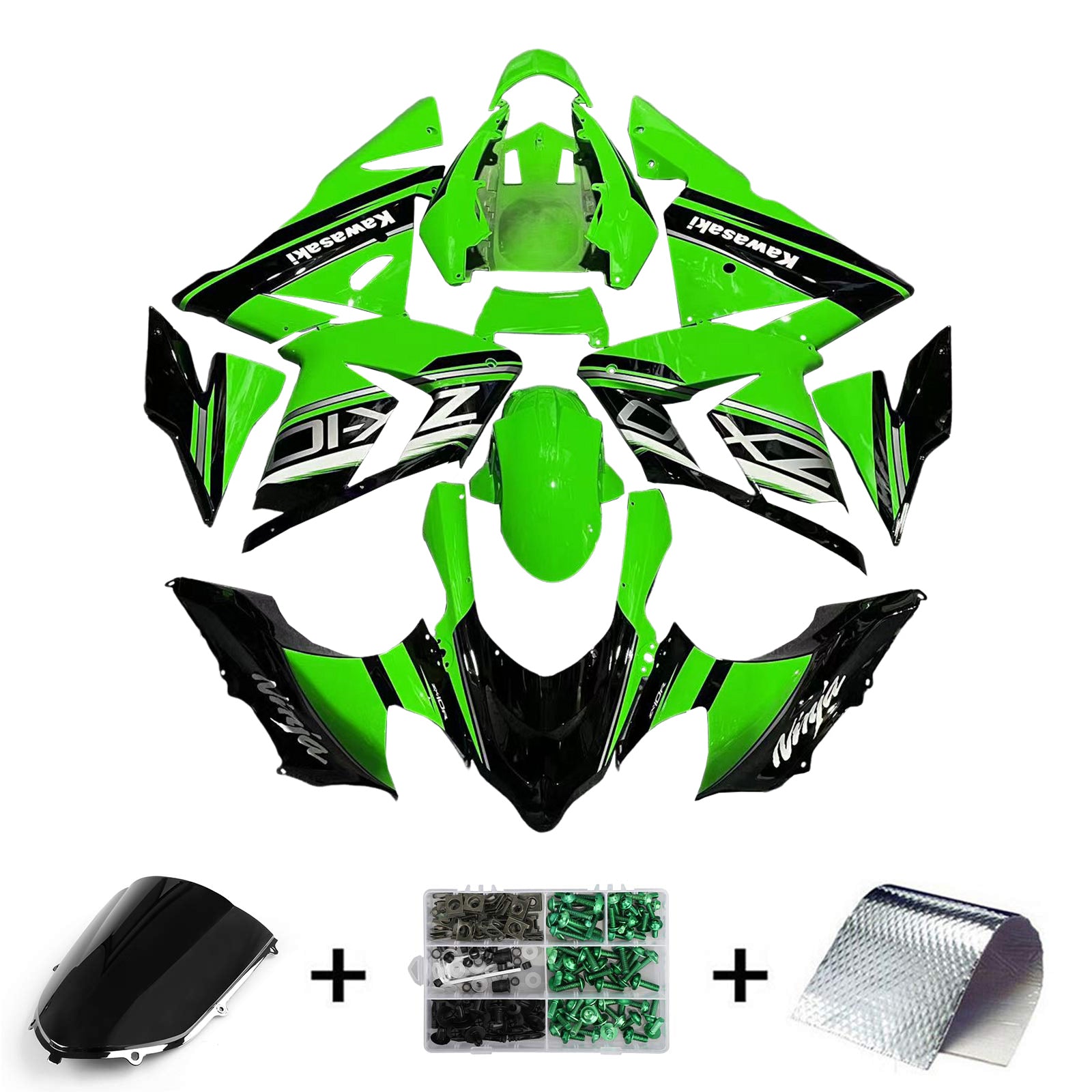 Kit de carénage Amotopart Kawasaki 2004-2005 ZX10R vert noir