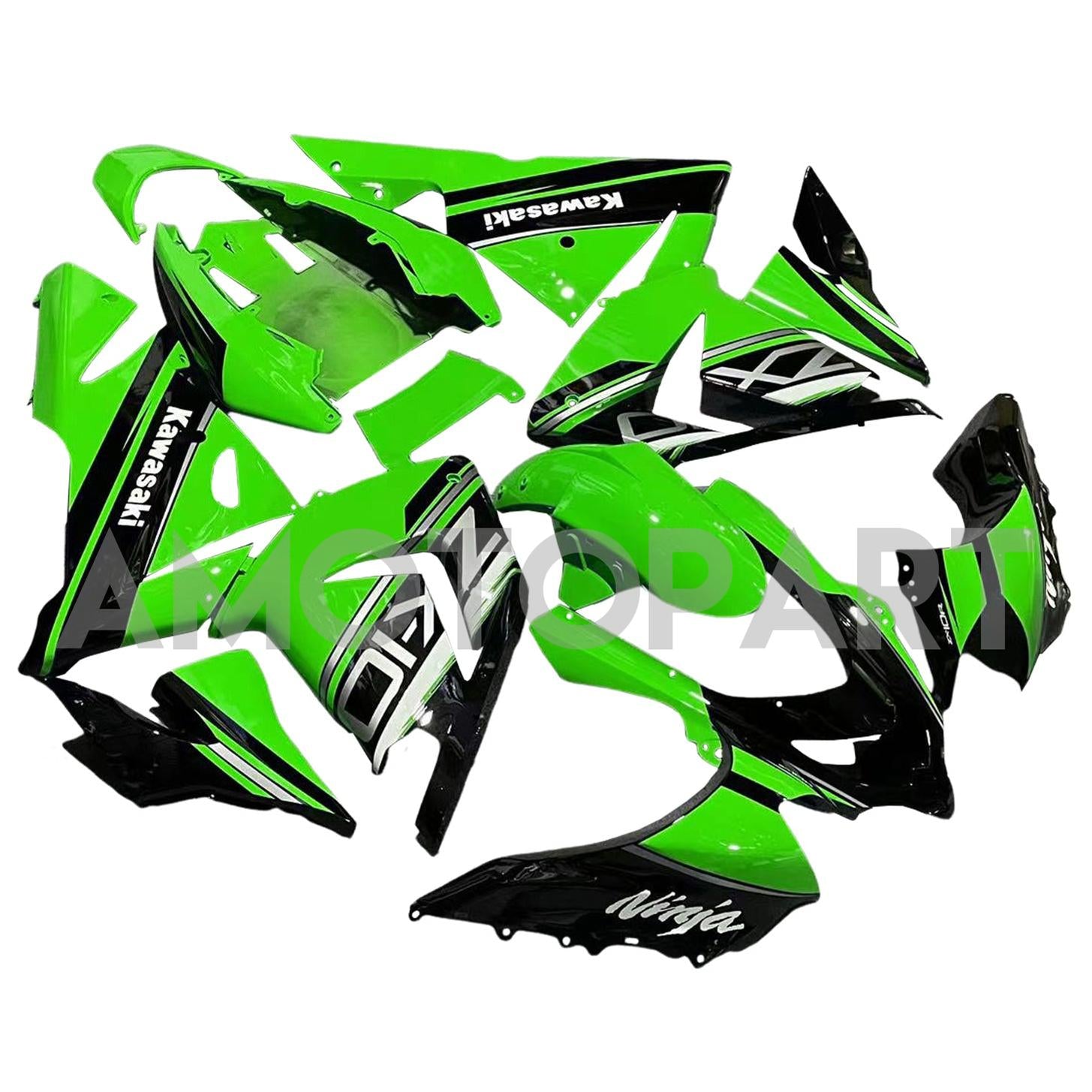 Amotopart Kawasaki 2004-2005 ZX10R Kit de carenagem preta verde