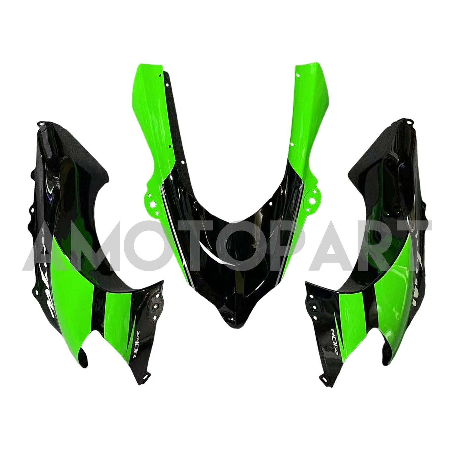 Amotopart Kawasaki 2004-2005 ZX10R Kit de carenagem preta verde