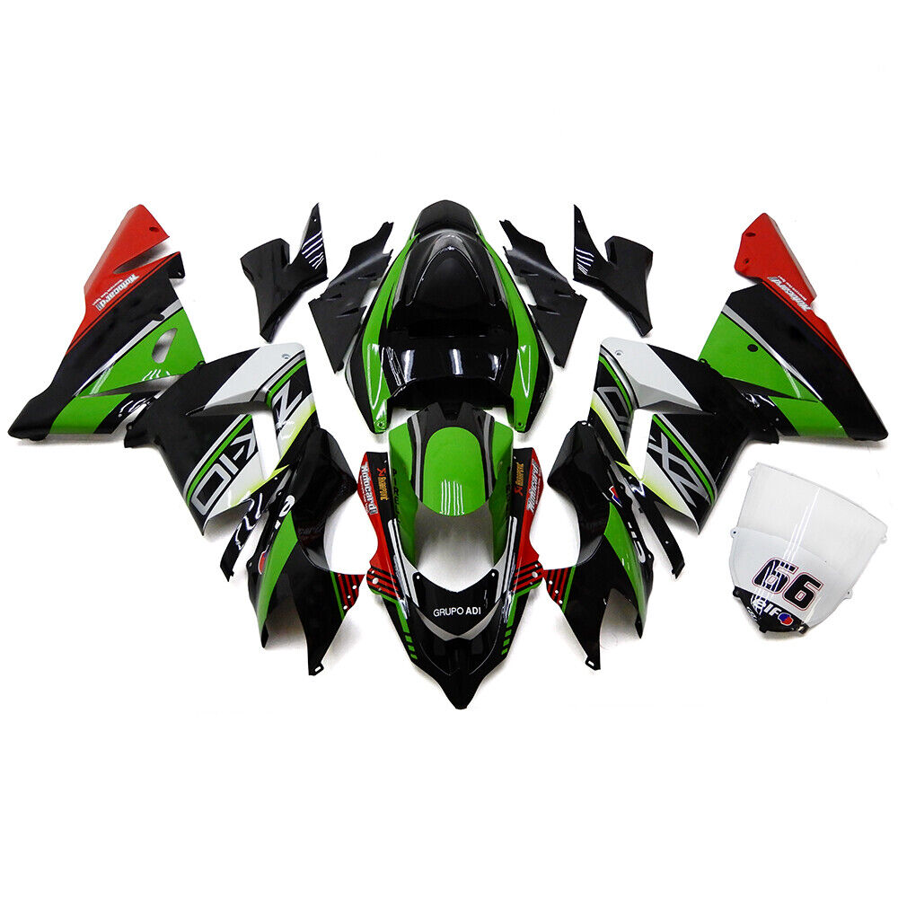 Amotopart Kawasaki 2004-2005 ZX10R White Black Green Fairing Kit