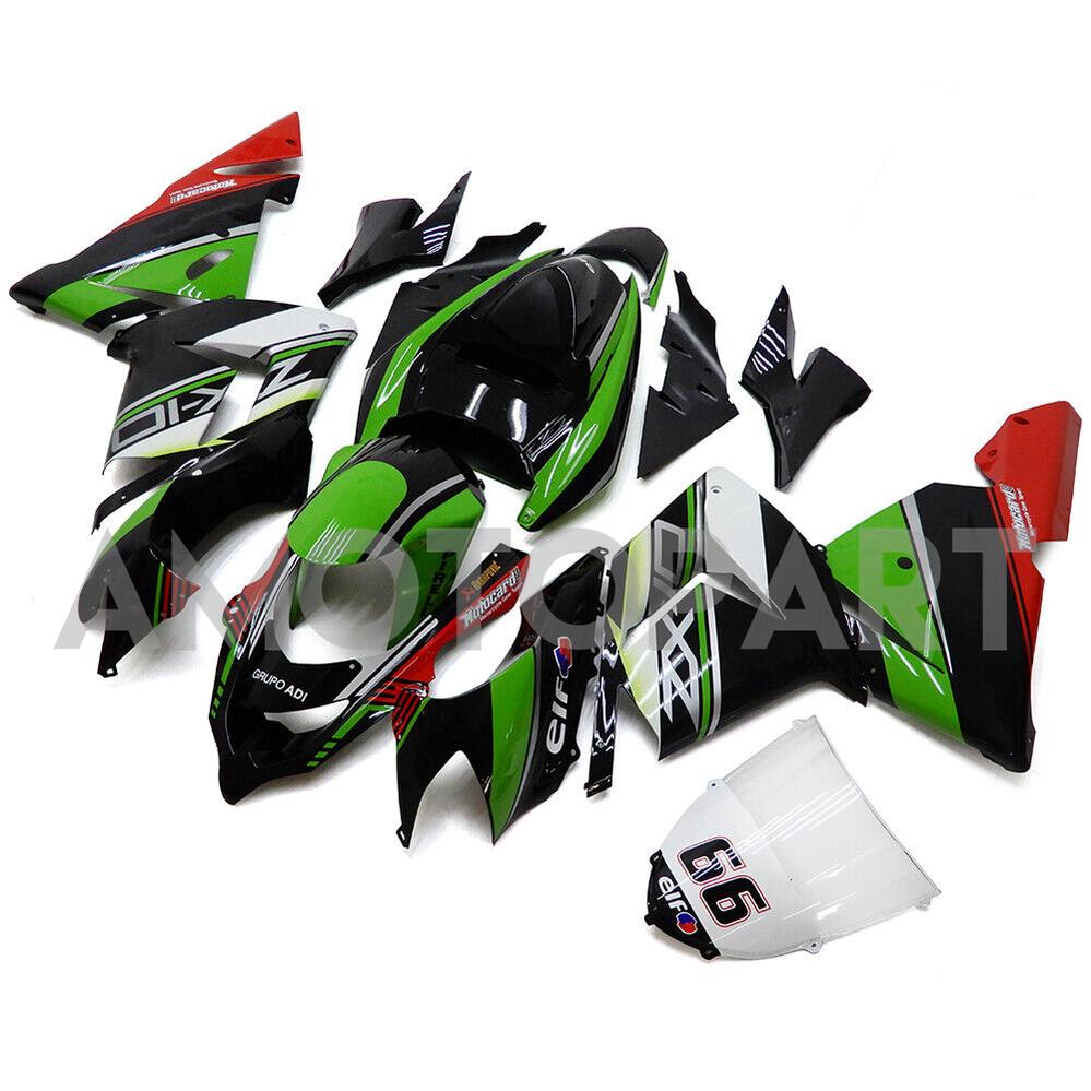 Amotopart Kawasaki 2004-2005 ZX10R White Black Green Fairing Kit