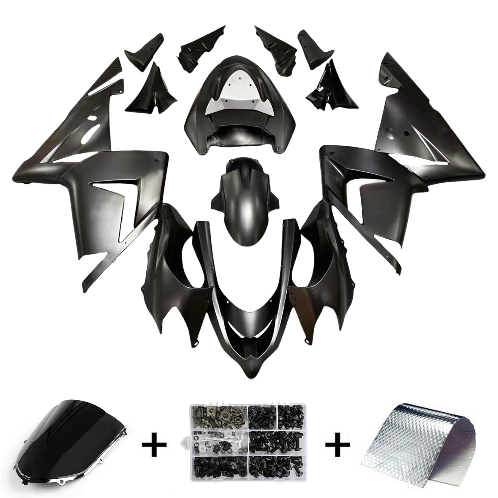 Amotopart Kawasaki 2004-2005 ZX10R Matte Black Fairing Kit