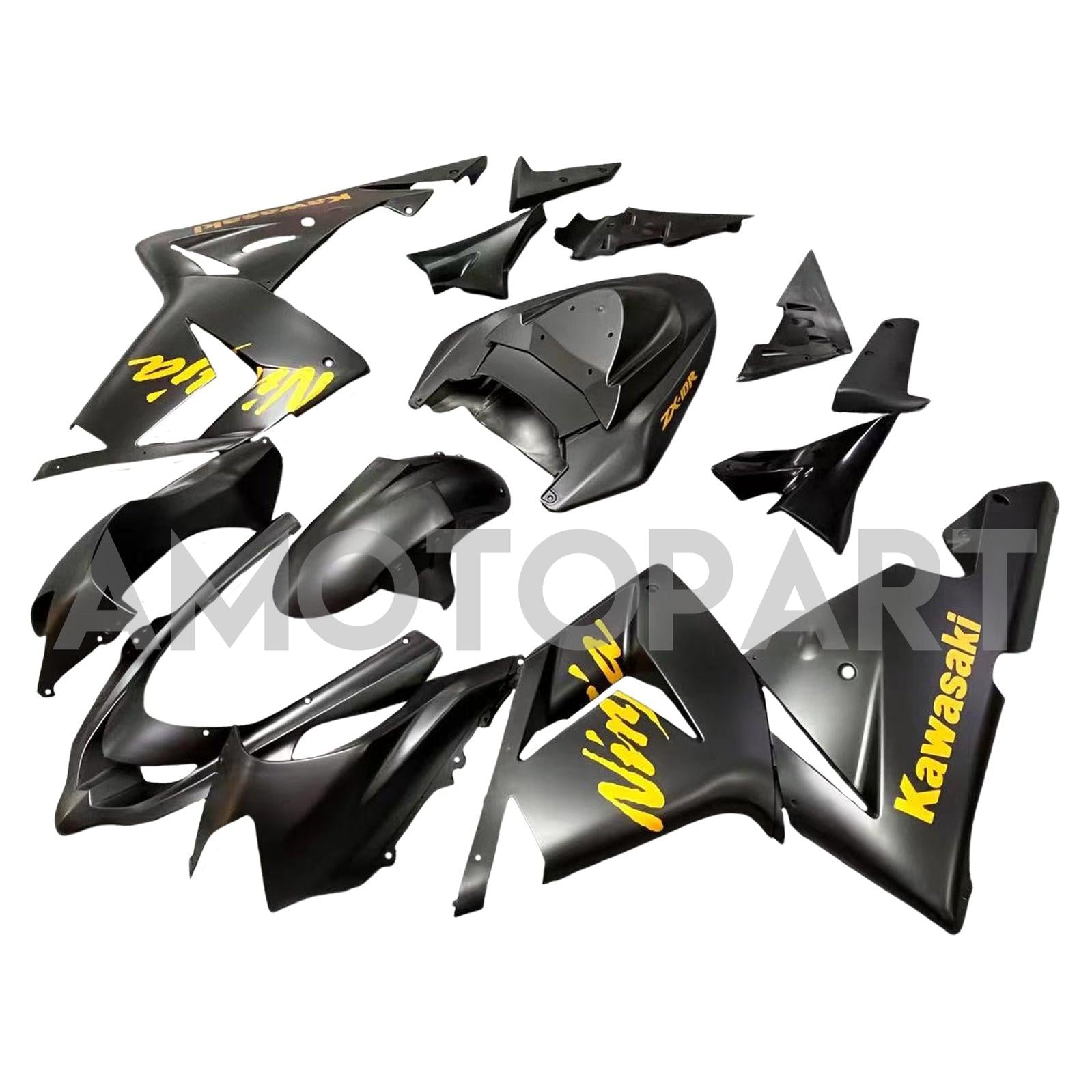 Amotopart Kawasaki 2004-2005 ZX10R BLACK s KIT Golden Logos Fairing