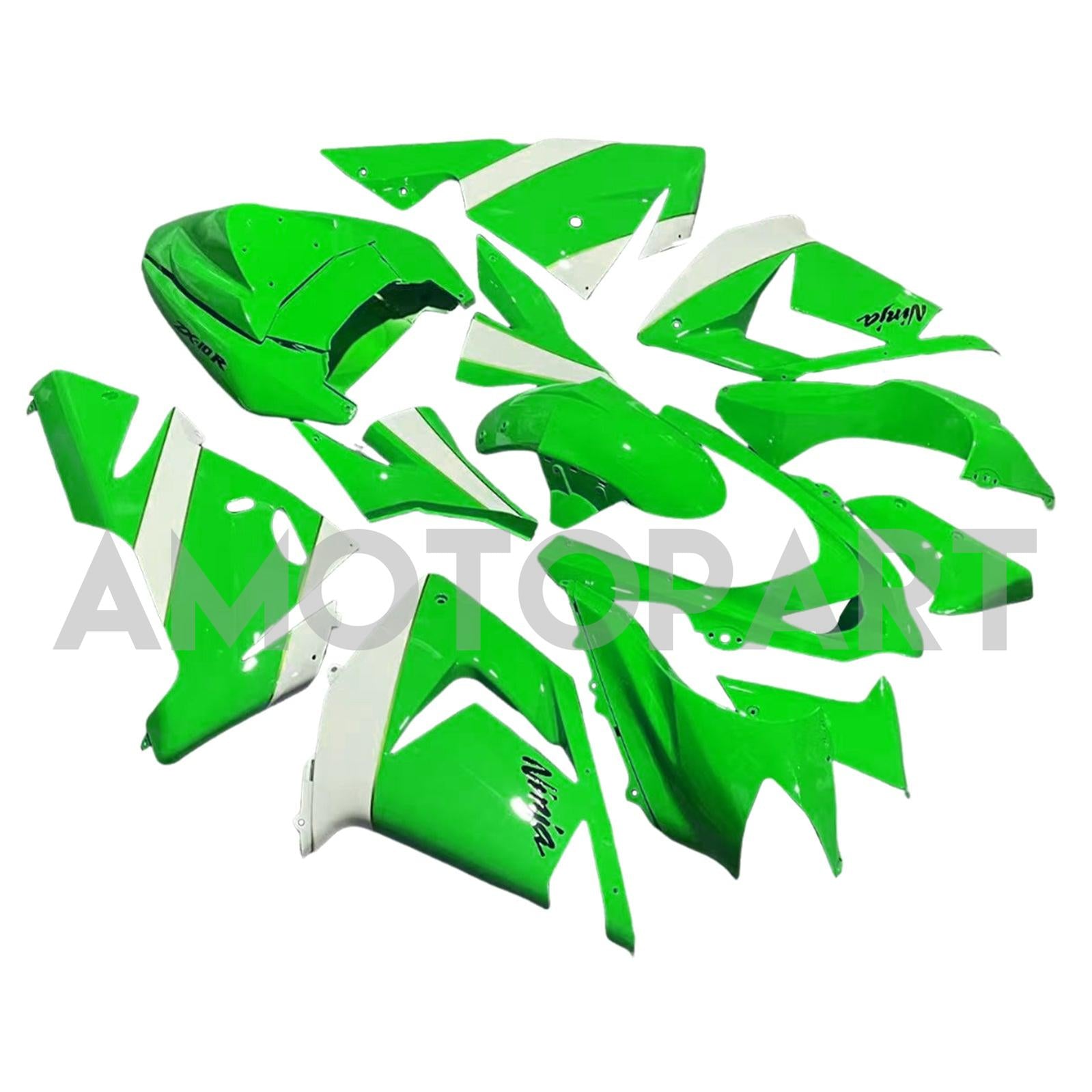 Kit carena Amotopart Kawasaki 2004-2005 ZX10R bianco verde