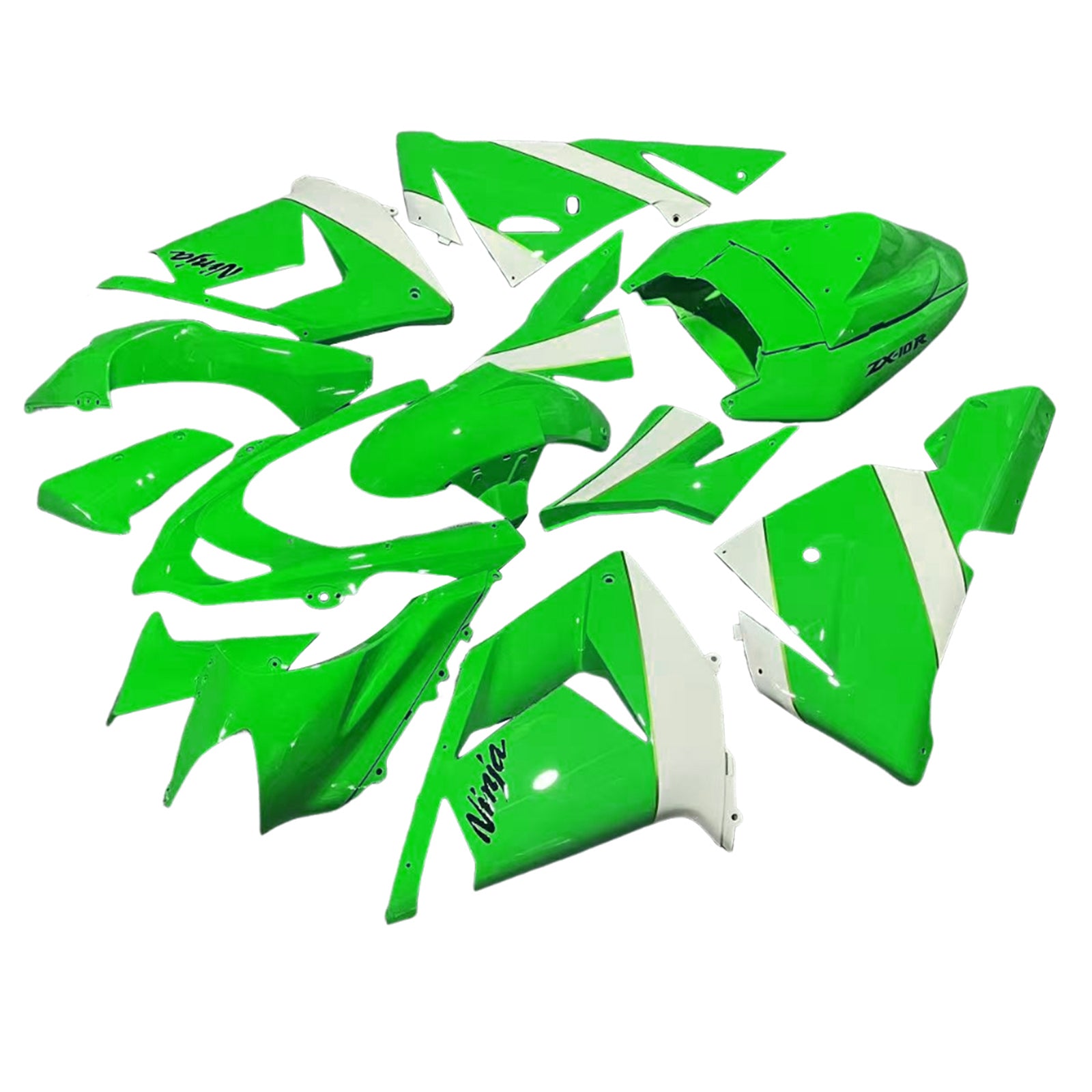 Amotopart Kawasaki 2004-2005 ZX10R White Green Fairing Kit