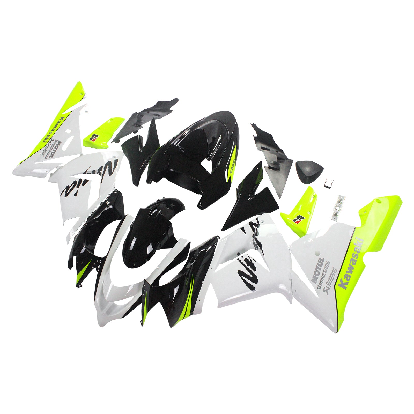 Amotopart Kawasaki 2004-2005 ZX10R White Yellow Fairing Kit