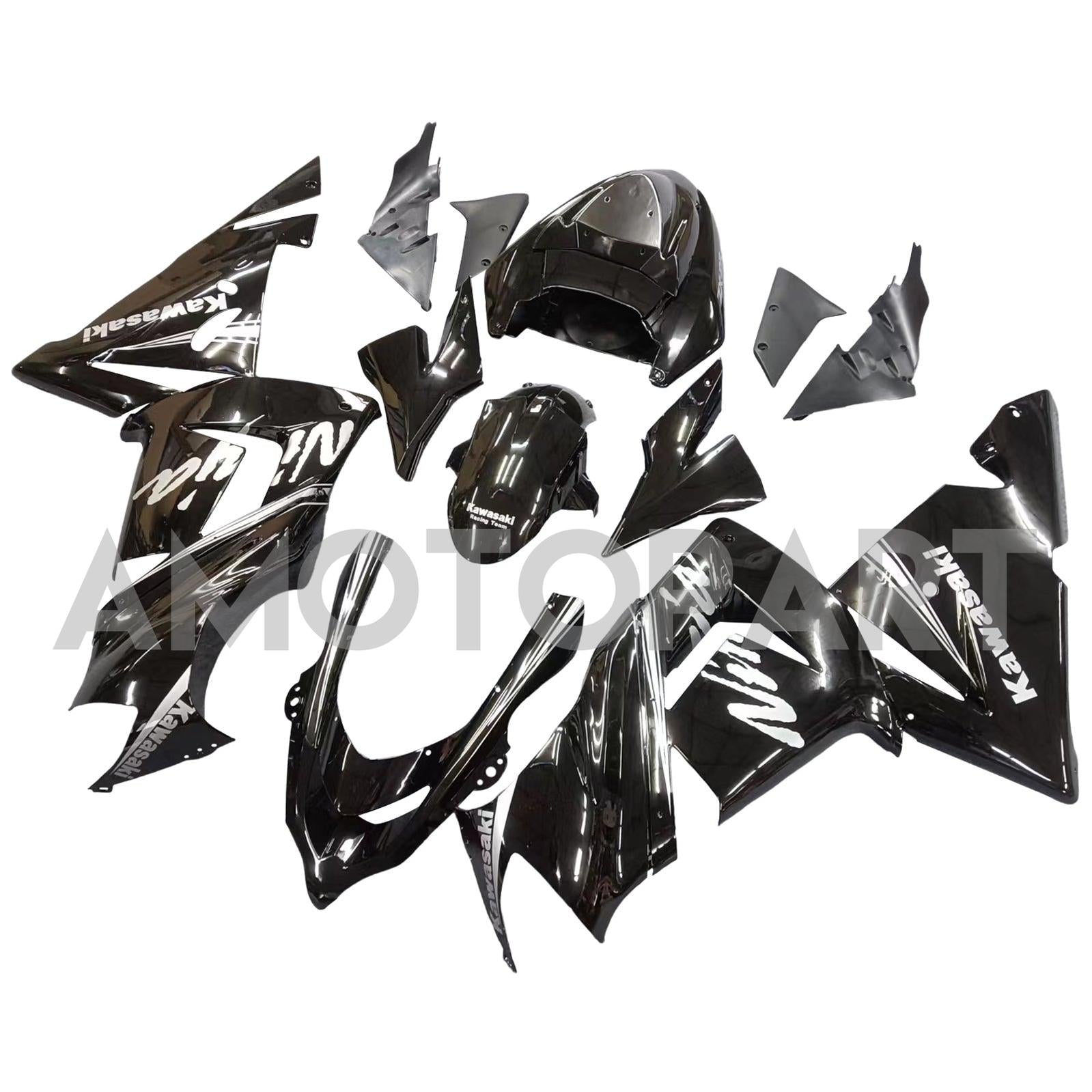 Amotopart Kawasaki 2004-2005 ZX10R Black Mix White Fairing Kit