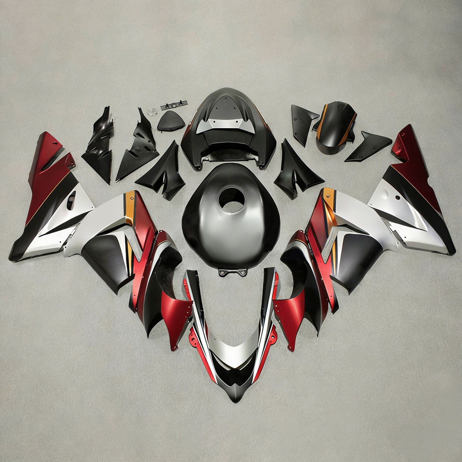 Amotopart 2004-2005 ZX10R Kawasaki Kit carena rosso opaco e argento