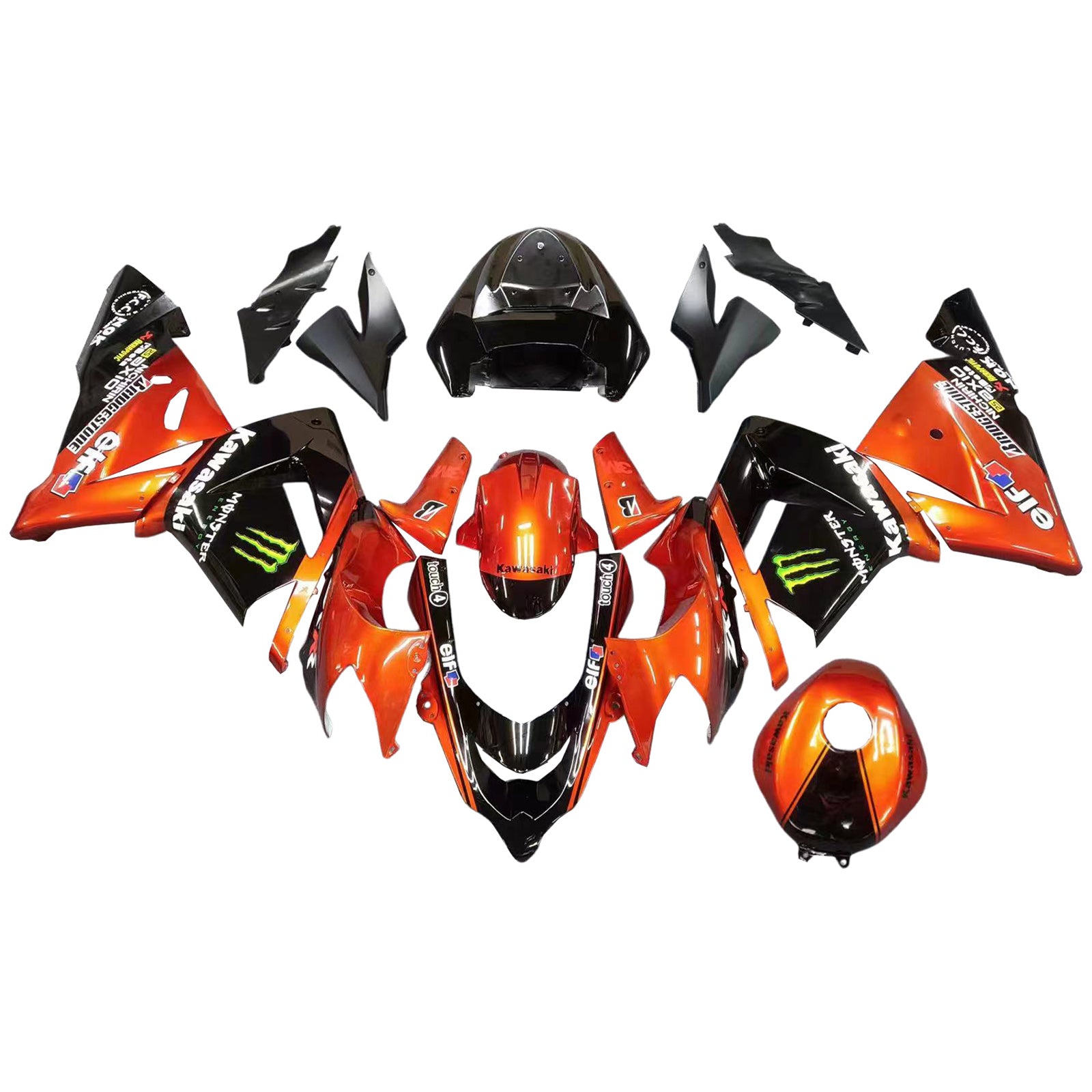 Amotopart 2004-2005 ZX10R Kawasaki Kit de carenado naranja y negro