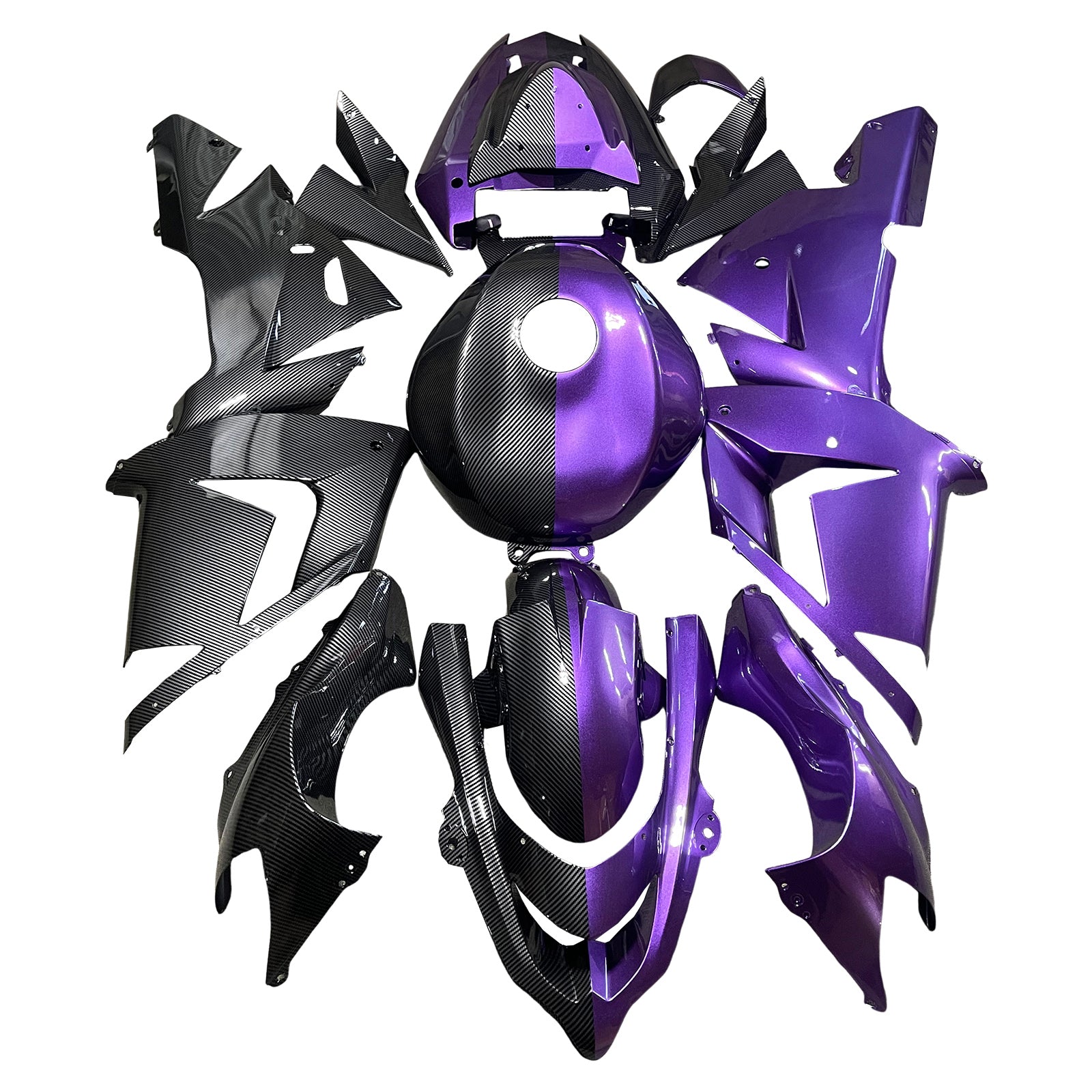 Amotopart 2004-2005 Kawasaki ZX10R Carbon Fiber Purple Fairing Kit