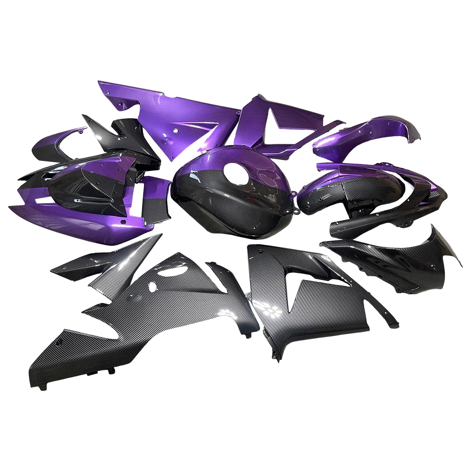 Amotopart 2004–2005 Kawasaki ZX10R Kohlefaser-Verkleidungsset in Lila