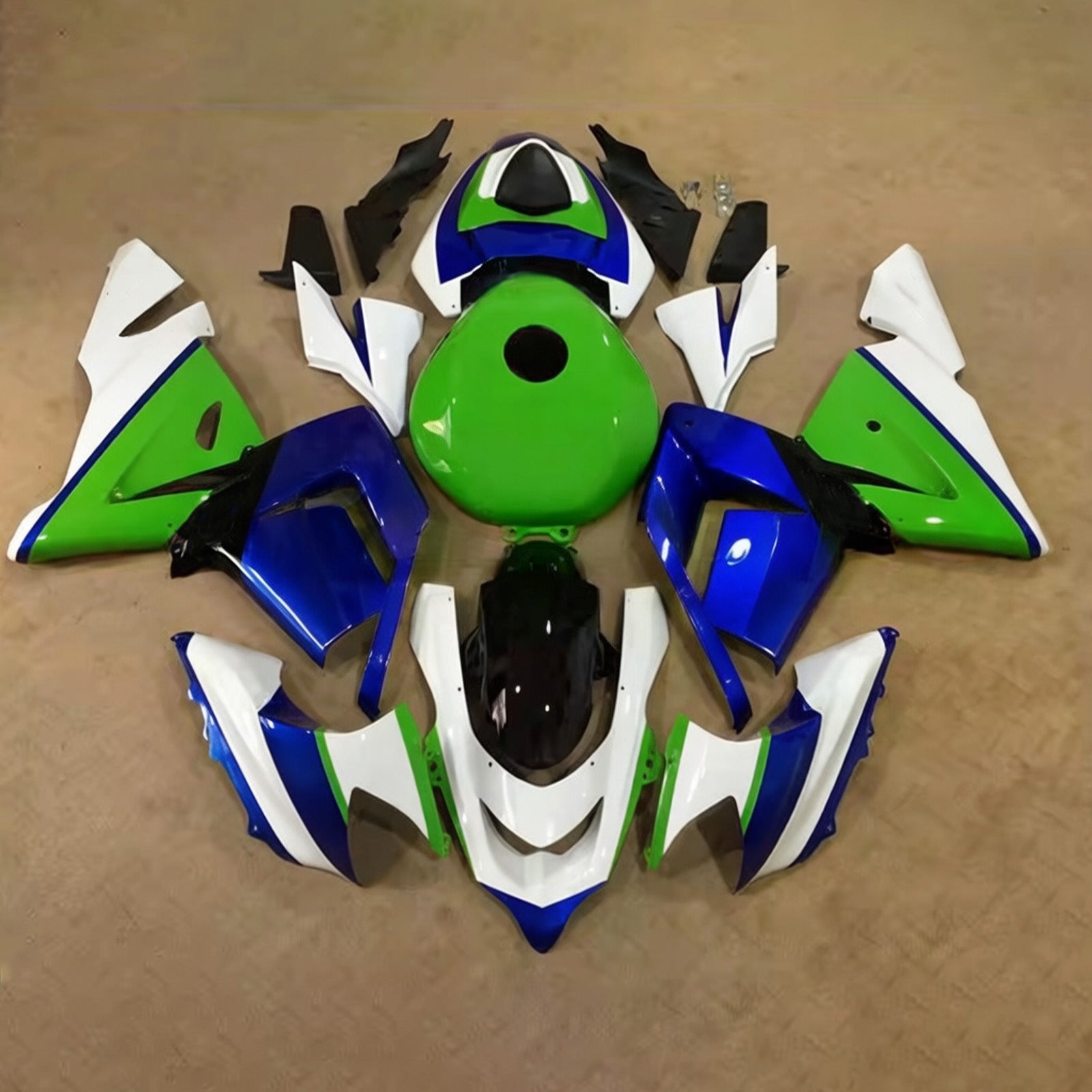 Amotopart 2004-2005 Kawasaki ZX10R Green Blue White Fairing Kit
