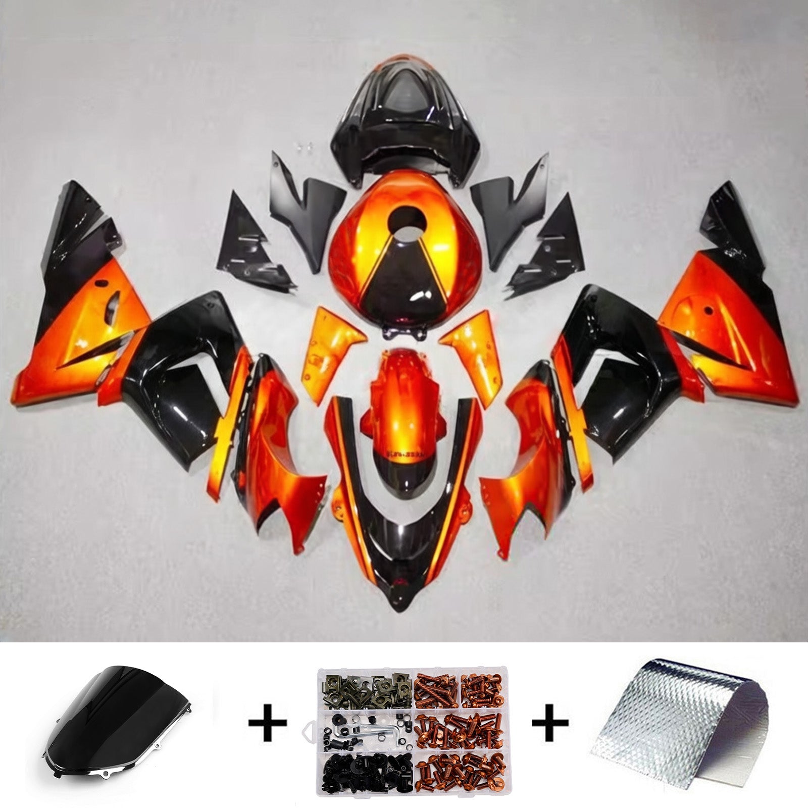 Amotopart 2004-2005 Kawasaki ZX10R Orange Black White Fairing Kit