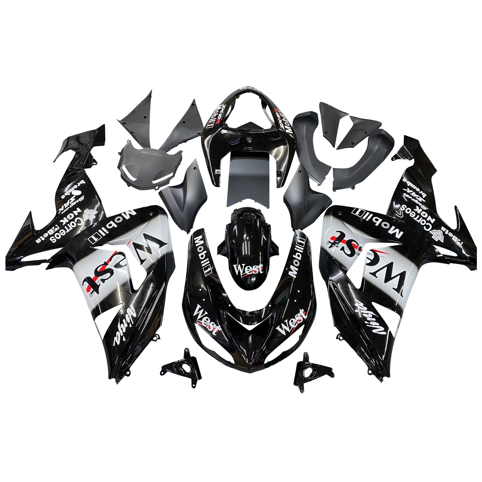 Amotopart Kawasaki ZX10R 2006-2007 Black&White Fairing Kit