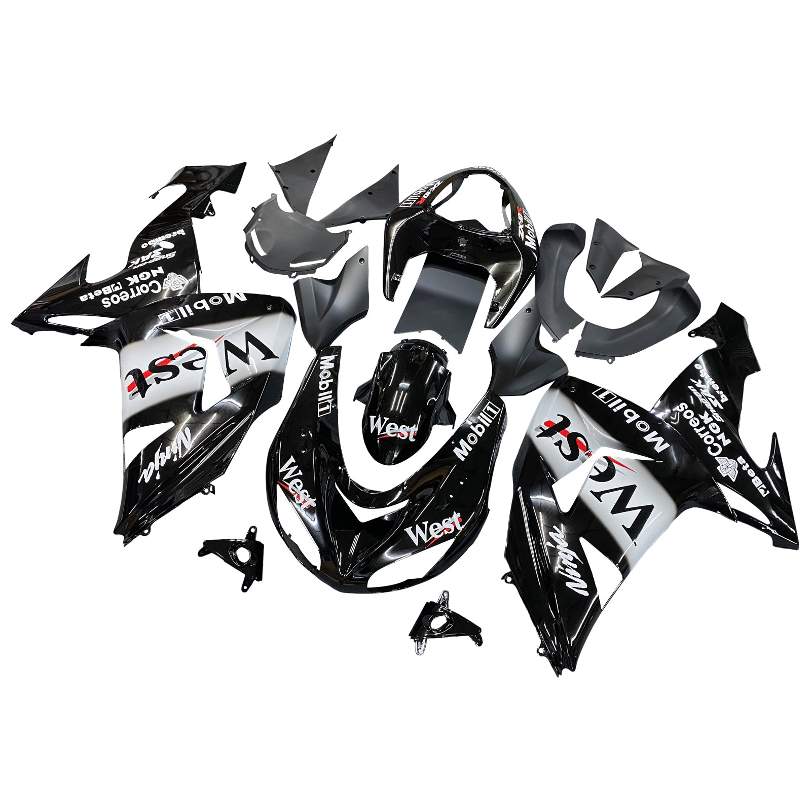 Amotopart Kawasaki ZX10R 2006-2007 Black&White Fairing Kit