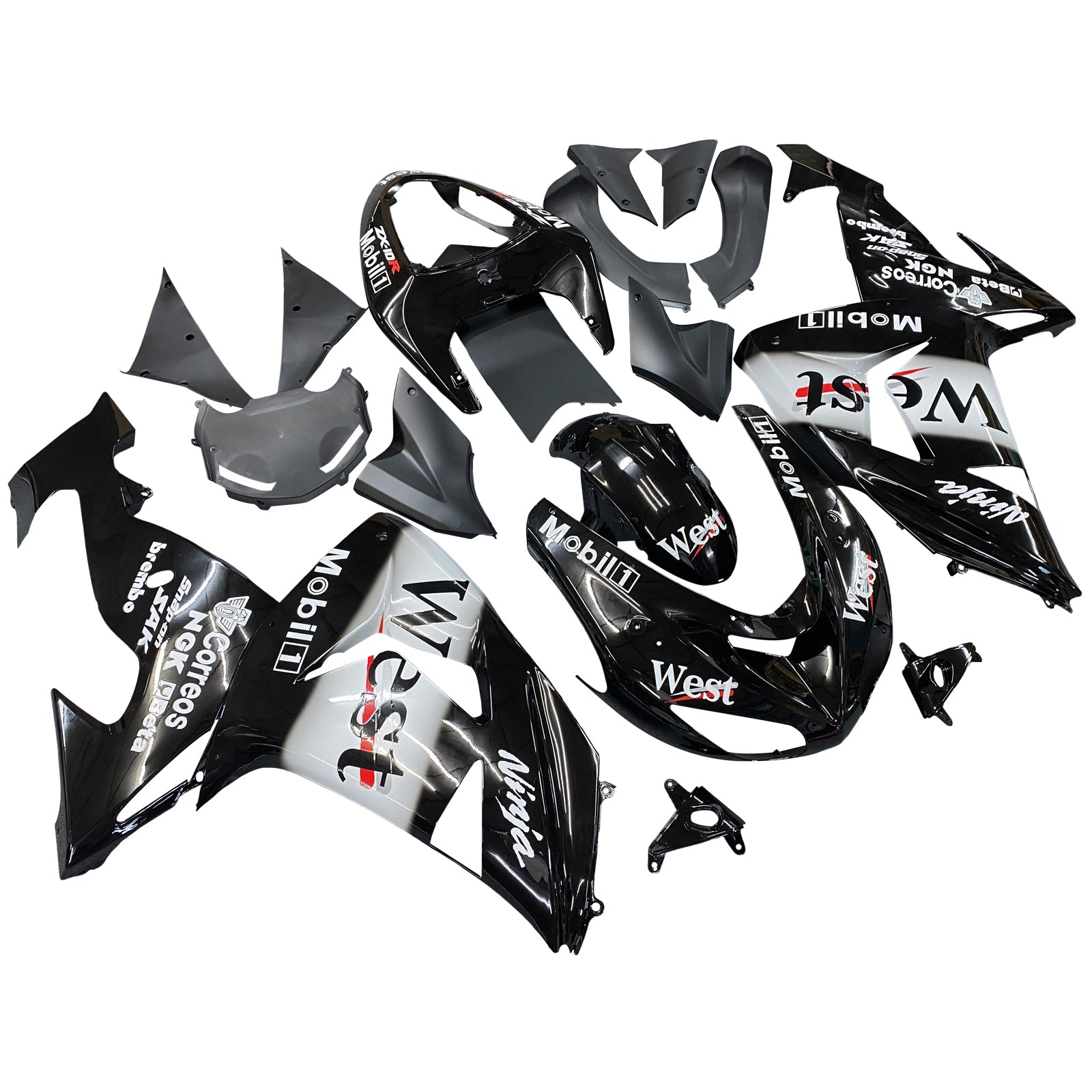 Amotopart Kawasaki ZX10R 2006-2007 Black&White Fairing Kit