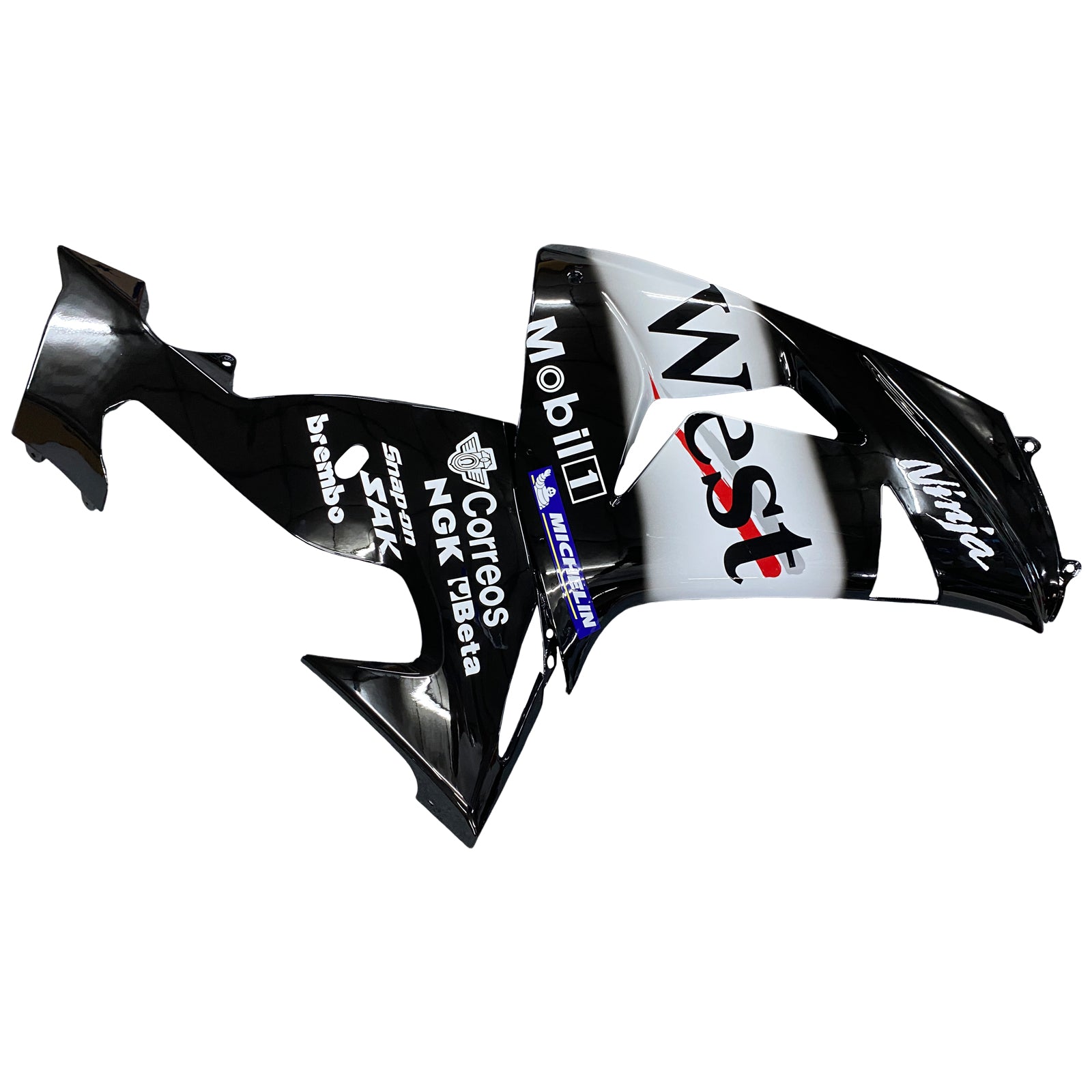 Kit de carénage Amotopart Kawasaki ZX10R 2006-2007 logos noir et blanc