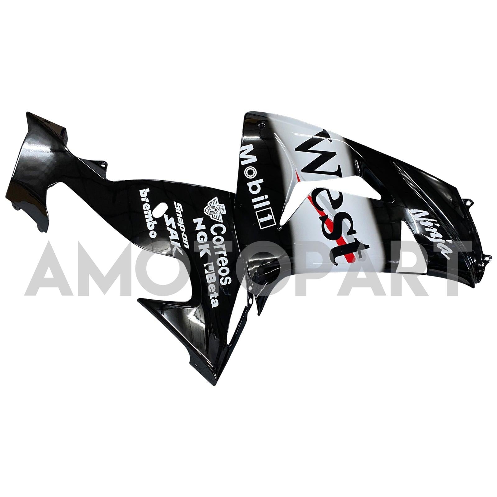 Amotopart Kawasaki ZX10R 2006-2007 Black&White logos Fairing Kit