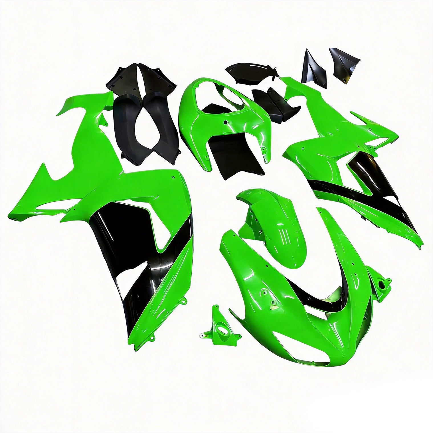 Amotopart 2006-2007 Kawasaki ZX10R Fairing Green Style3 Kit