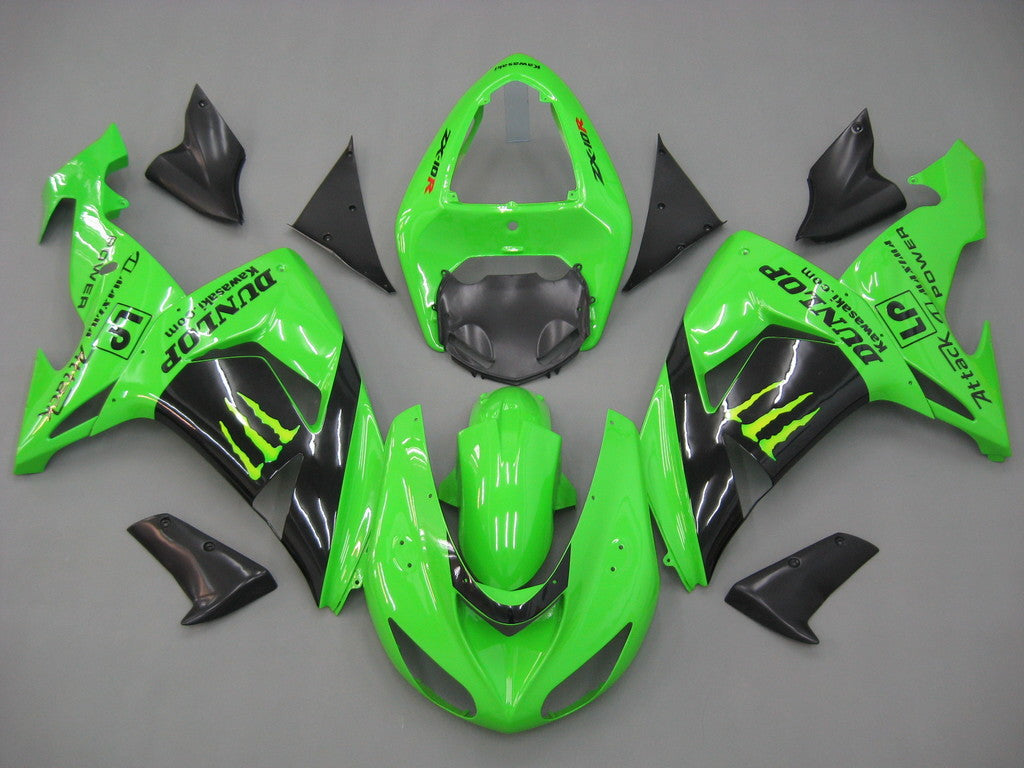 Amotopart 2006-2007 Kawasaki ZX10R Fairing Green Style3 Kit