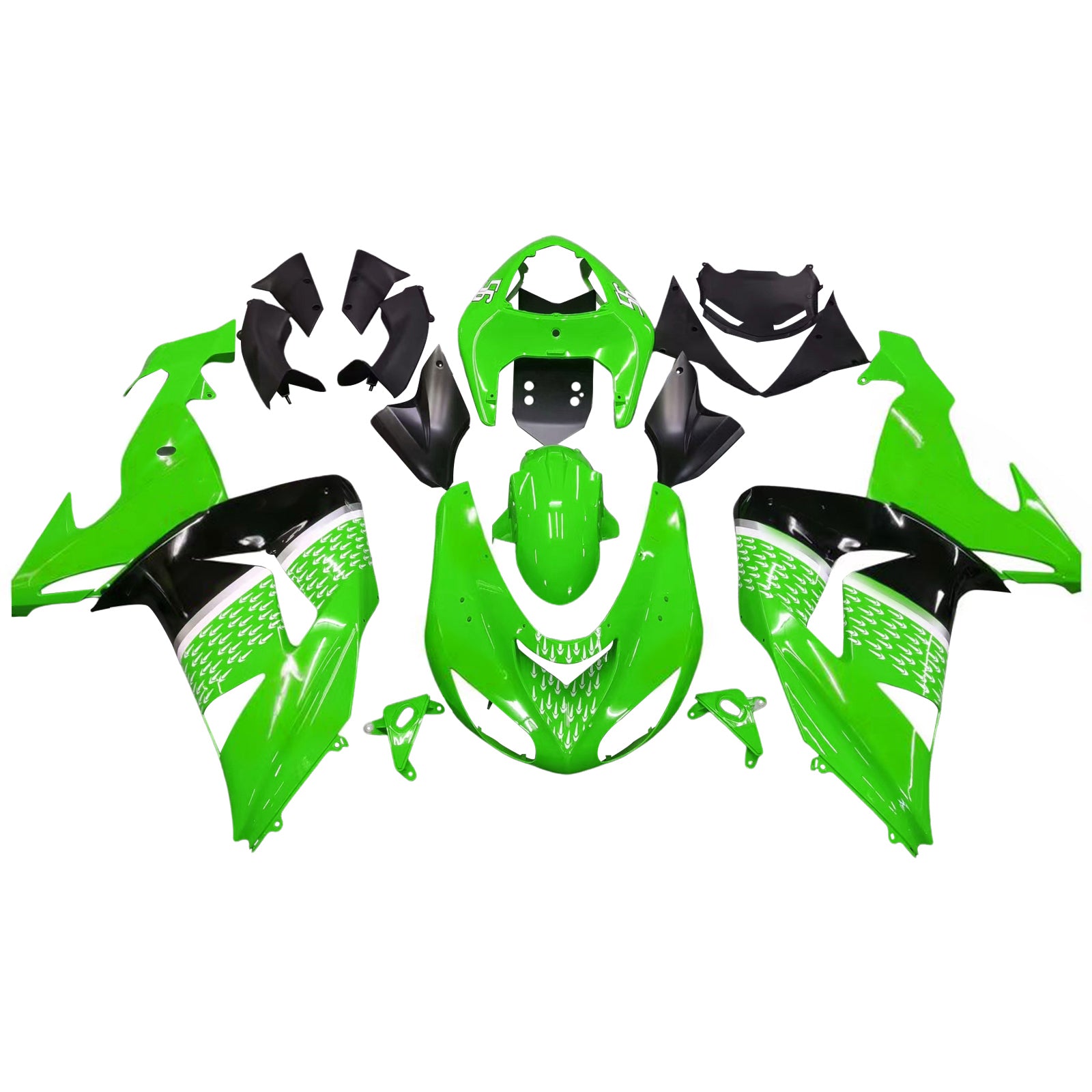 Kit carena Amotopart 2006-2007 Kawasaki ZX10R verde e nero