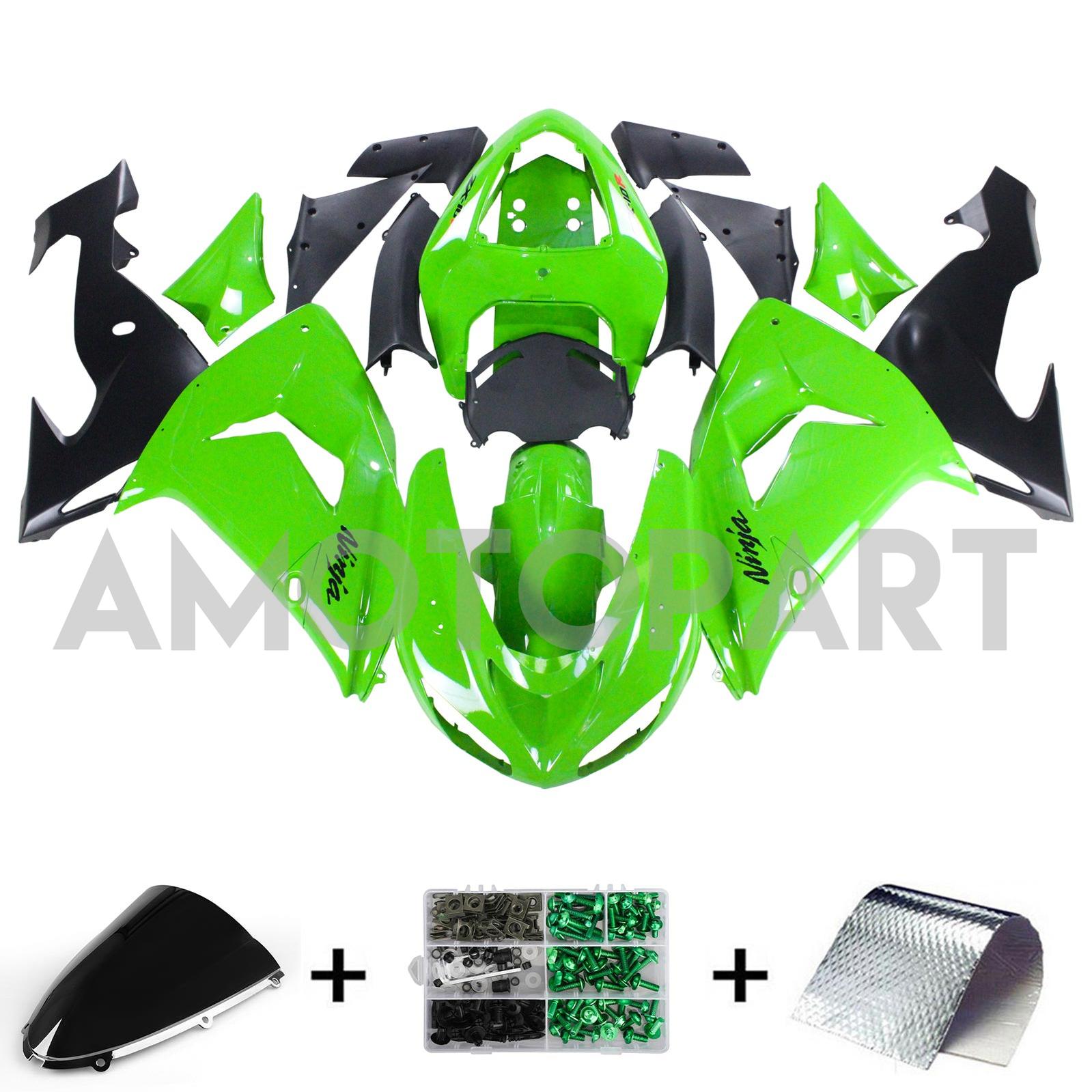 Amotopart Kawasaki ZX10R 2006-2007 Green Fairing Kit