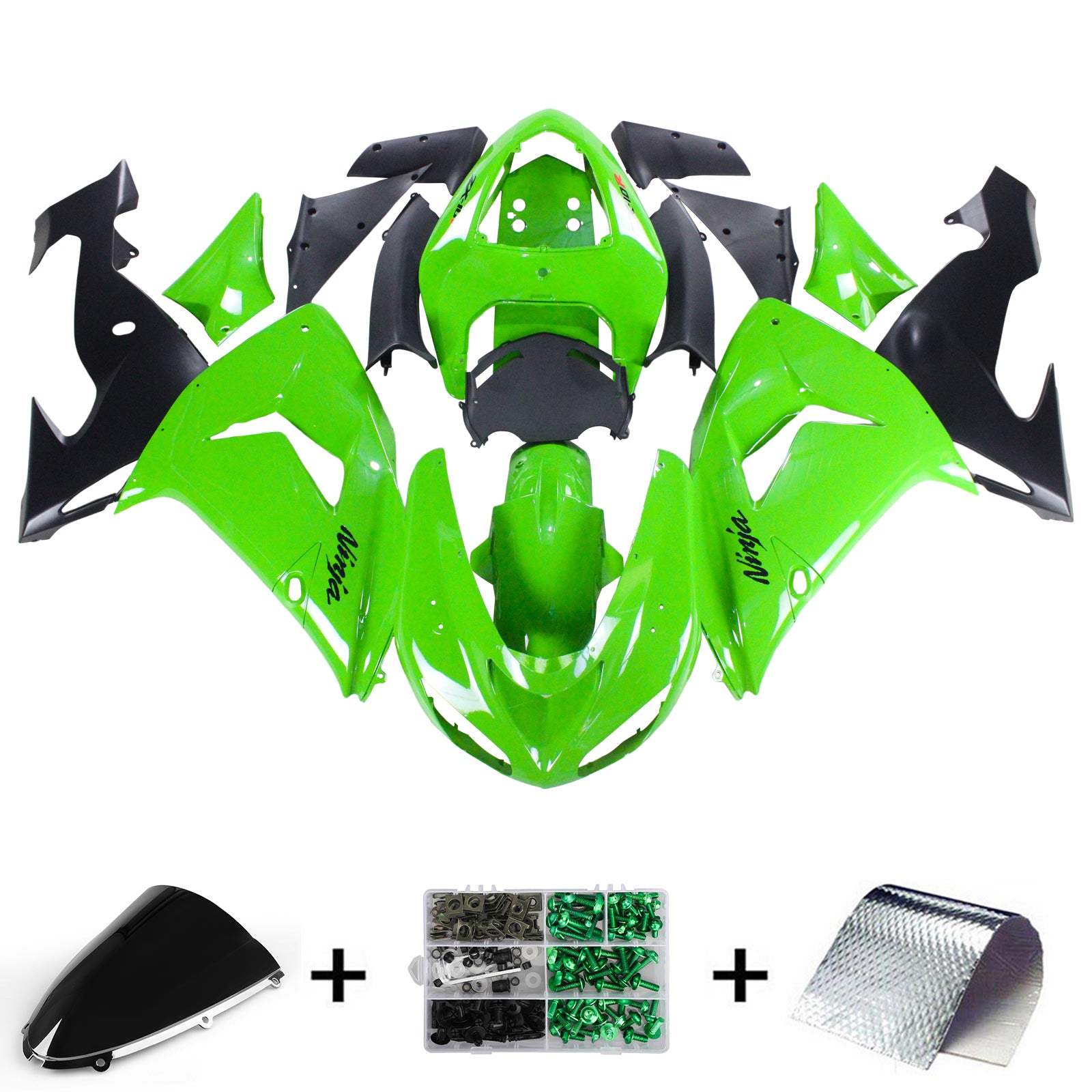 Amotopart Kawasaki ZX10R 2006-2007 Green Fairing Kit