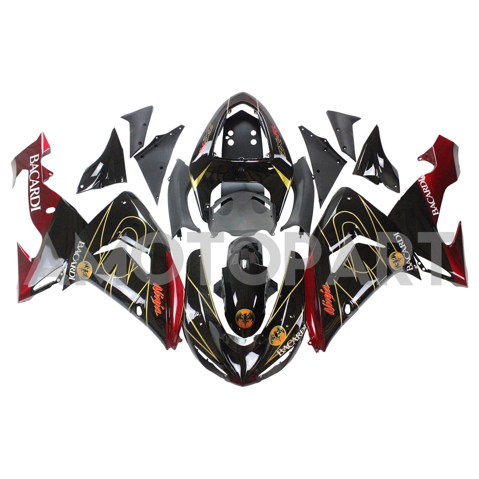 Amotopart Kawasaki ZX10R 2006-2007 Black Fairing Kit