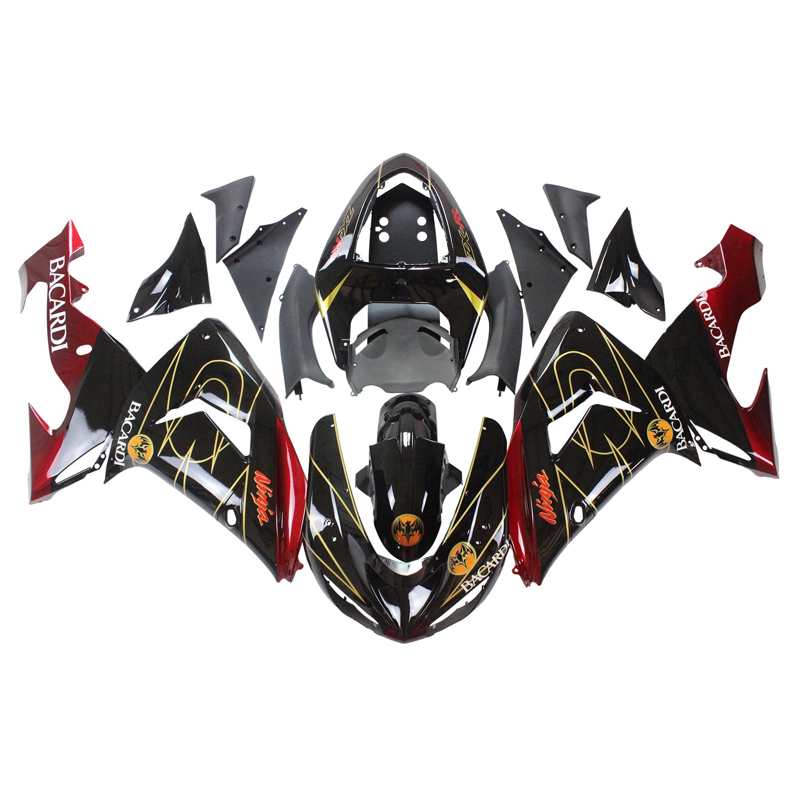 Amotopart Kawasaki ZX10R 2006-2007 Black Fairing Kit