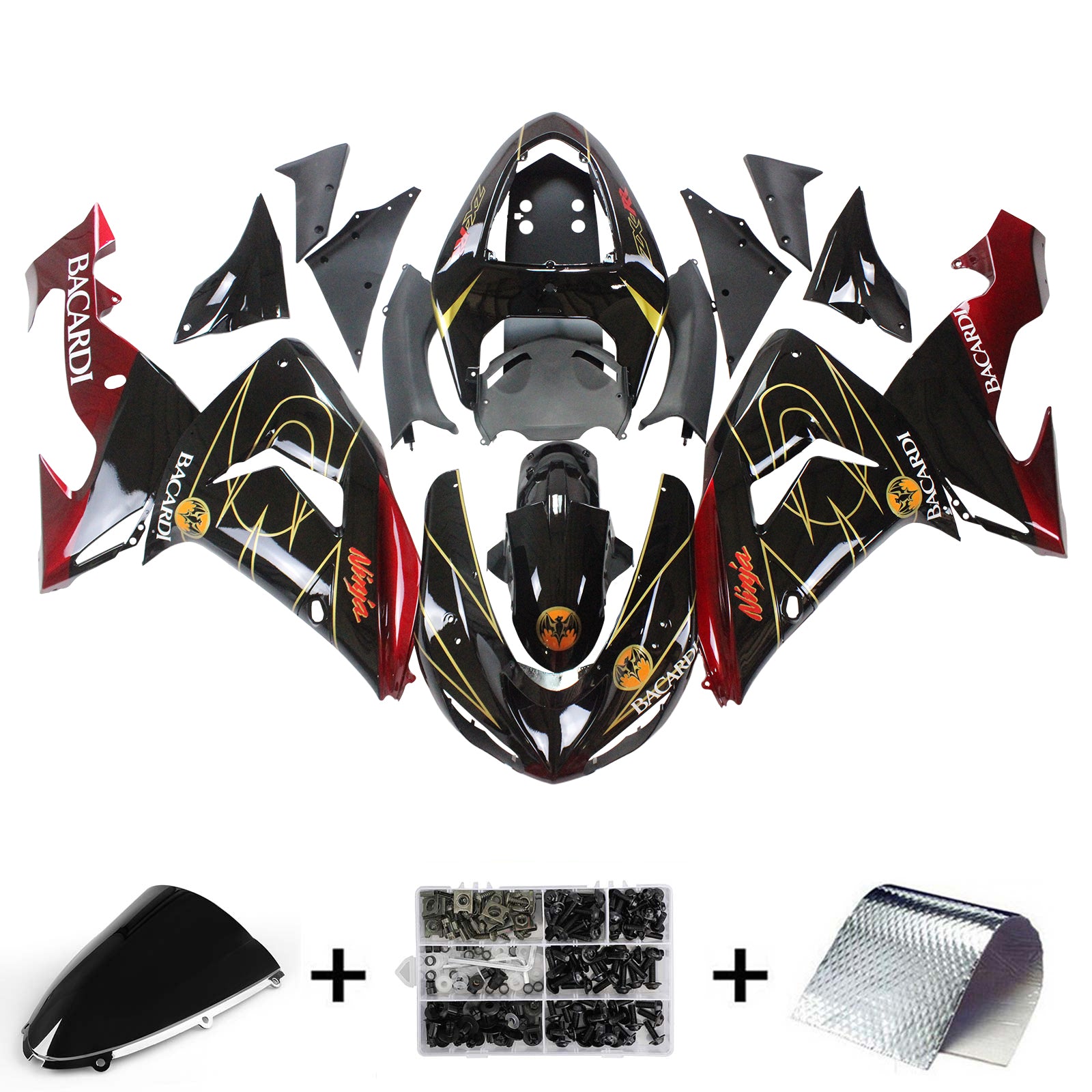 Amotopart Kawasaki ZX10R 2006-2007 Black Fairing Kit