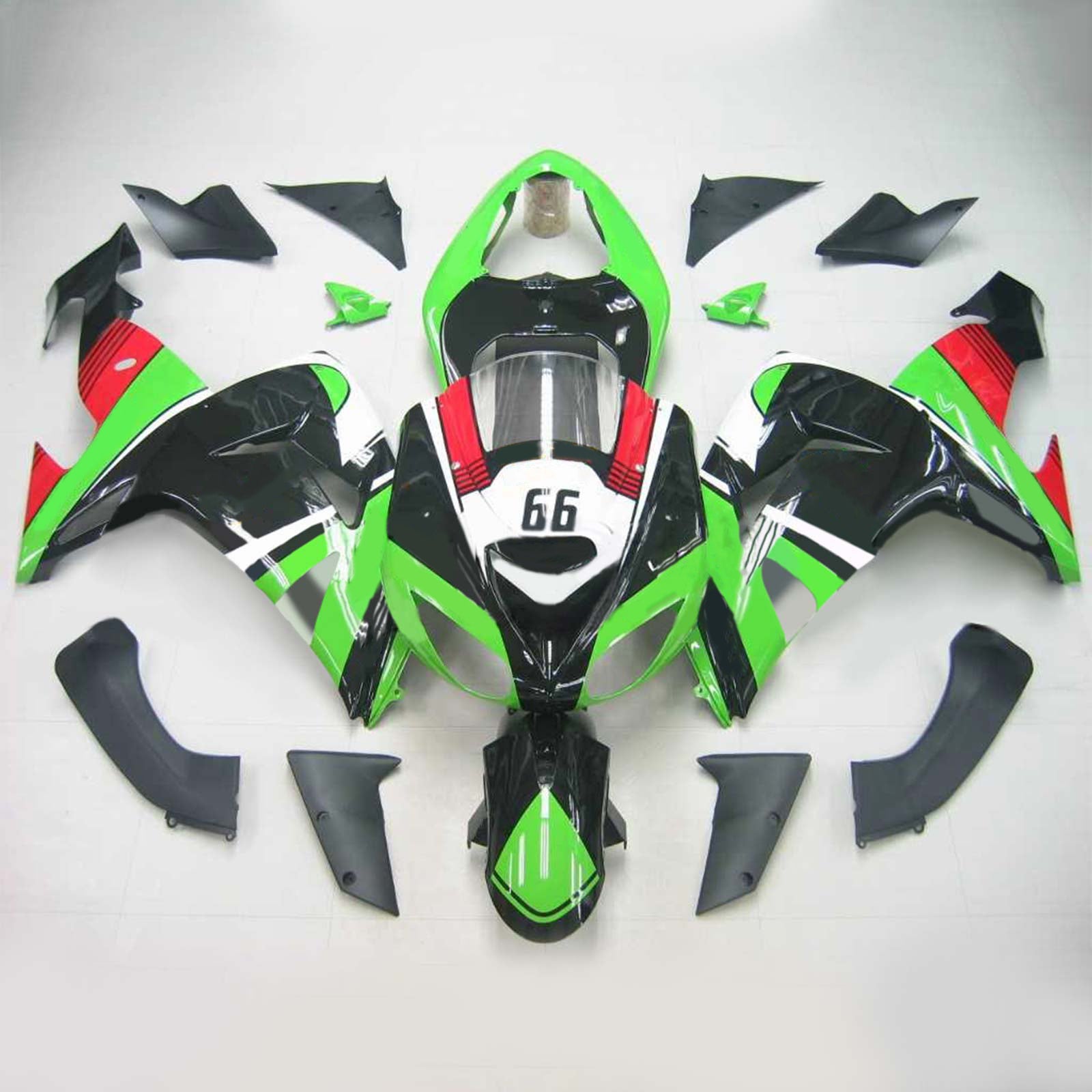 Amotopart Kawasaki ZX10R 2006-2007 Green Black Fairing Kit