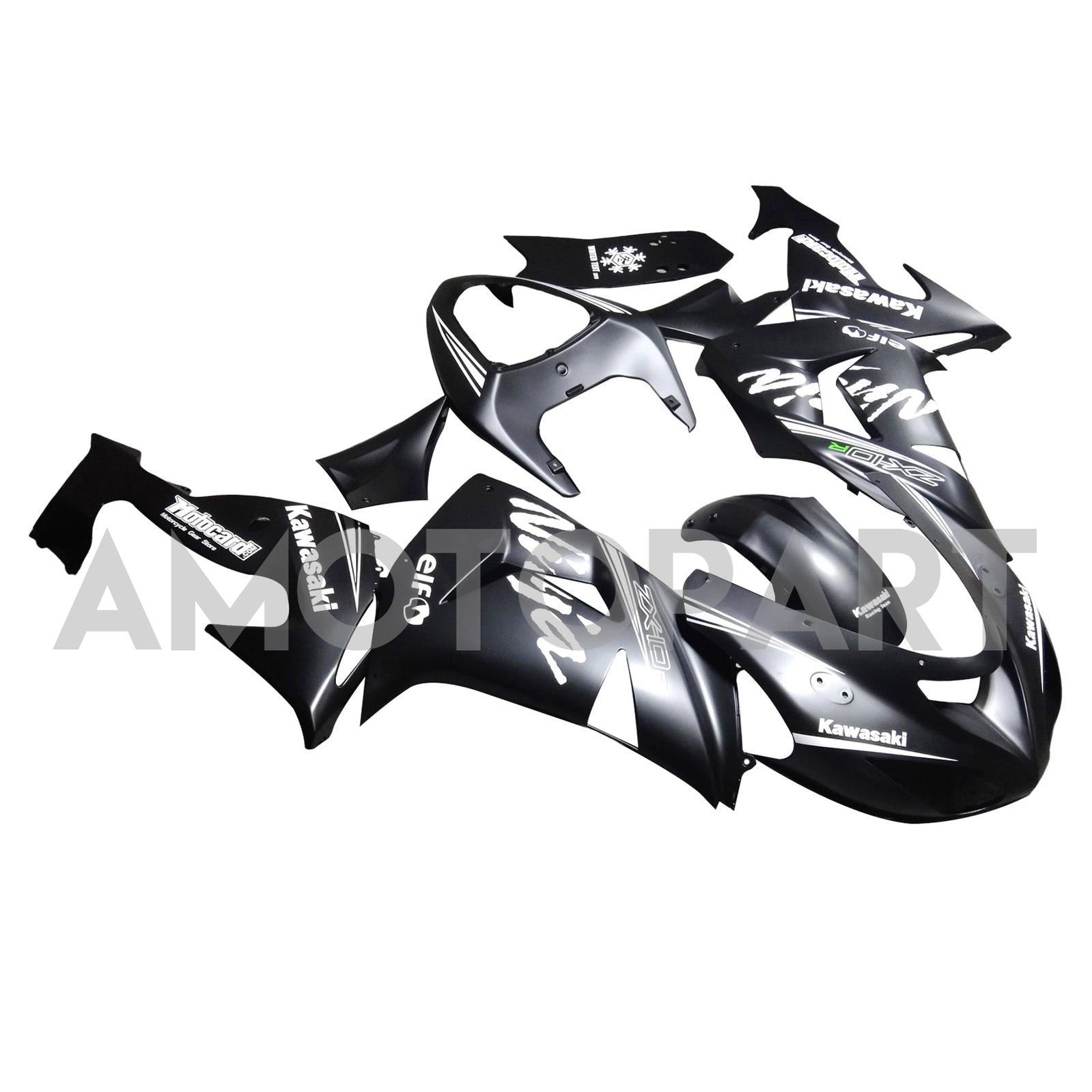 Amotopart Kawasaki ZX10R 2006-2007 Schwarz mit weißem Logoverkaufskit