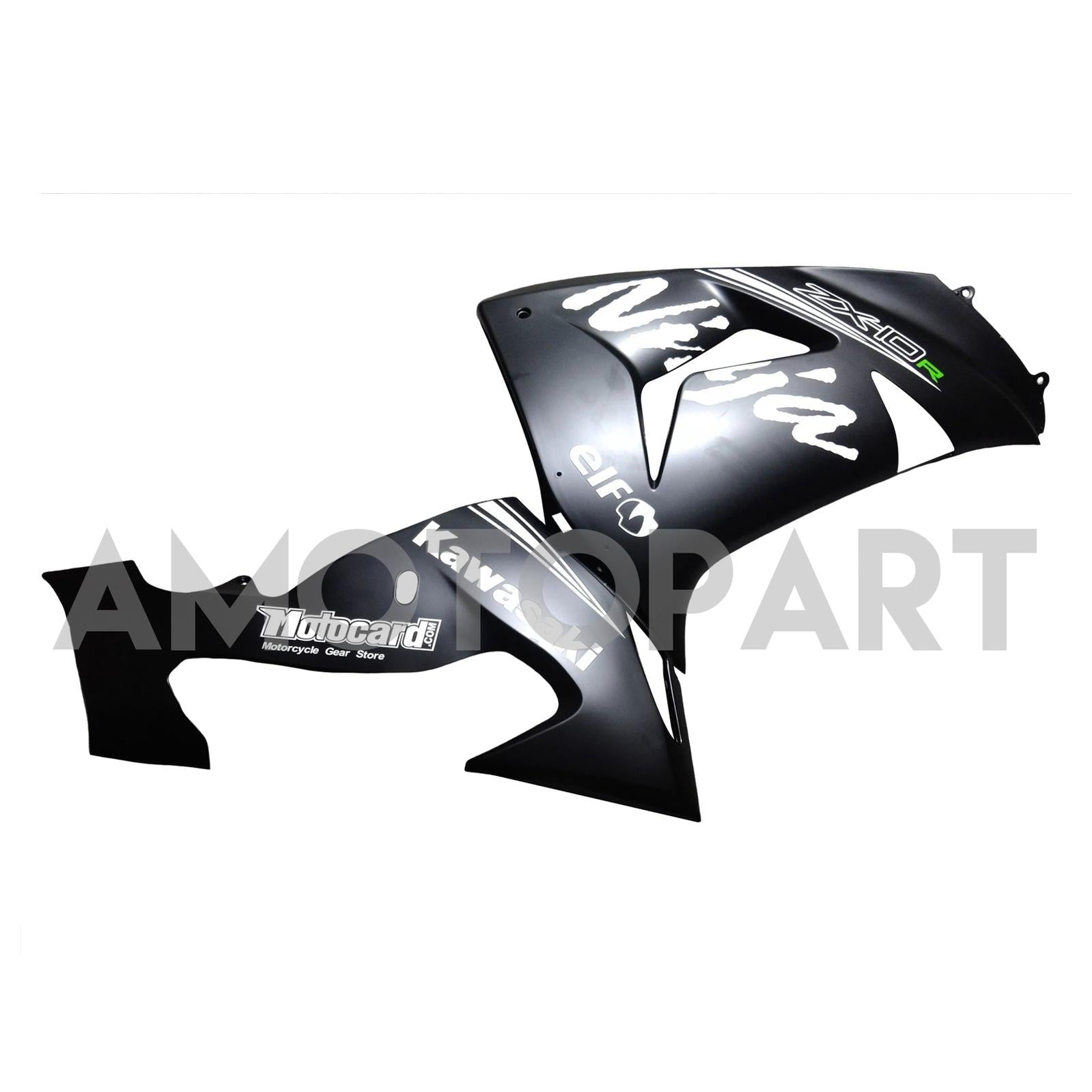 Amotopart Kawasaki ZX10R 2006-2007 Schwarz mit weißem Logoverkaufskit
