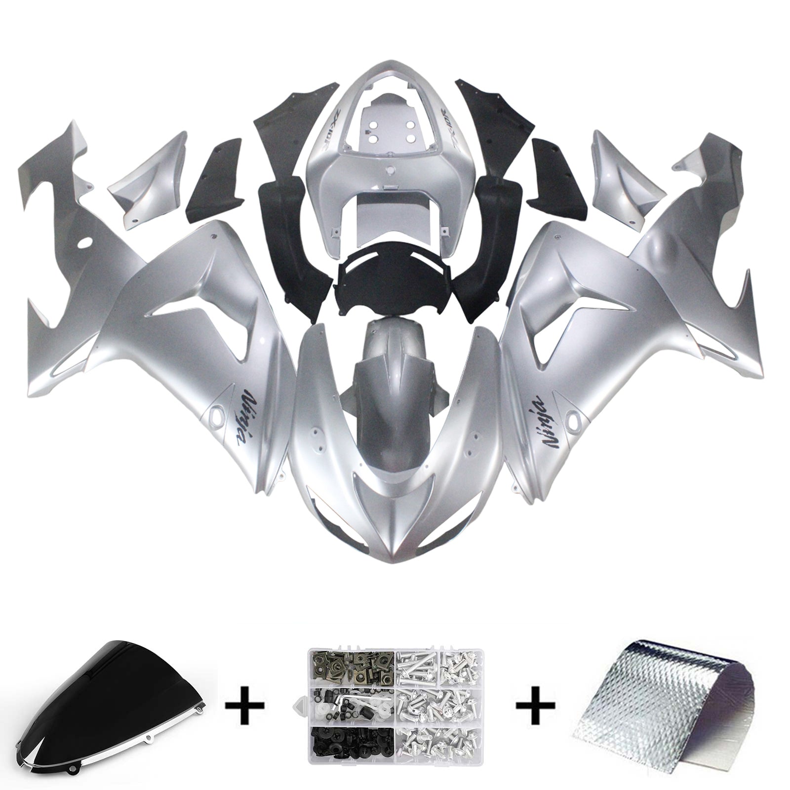 Amotopart Kawasaki ZX10R 2006-2007 Sliver Fairing Kit