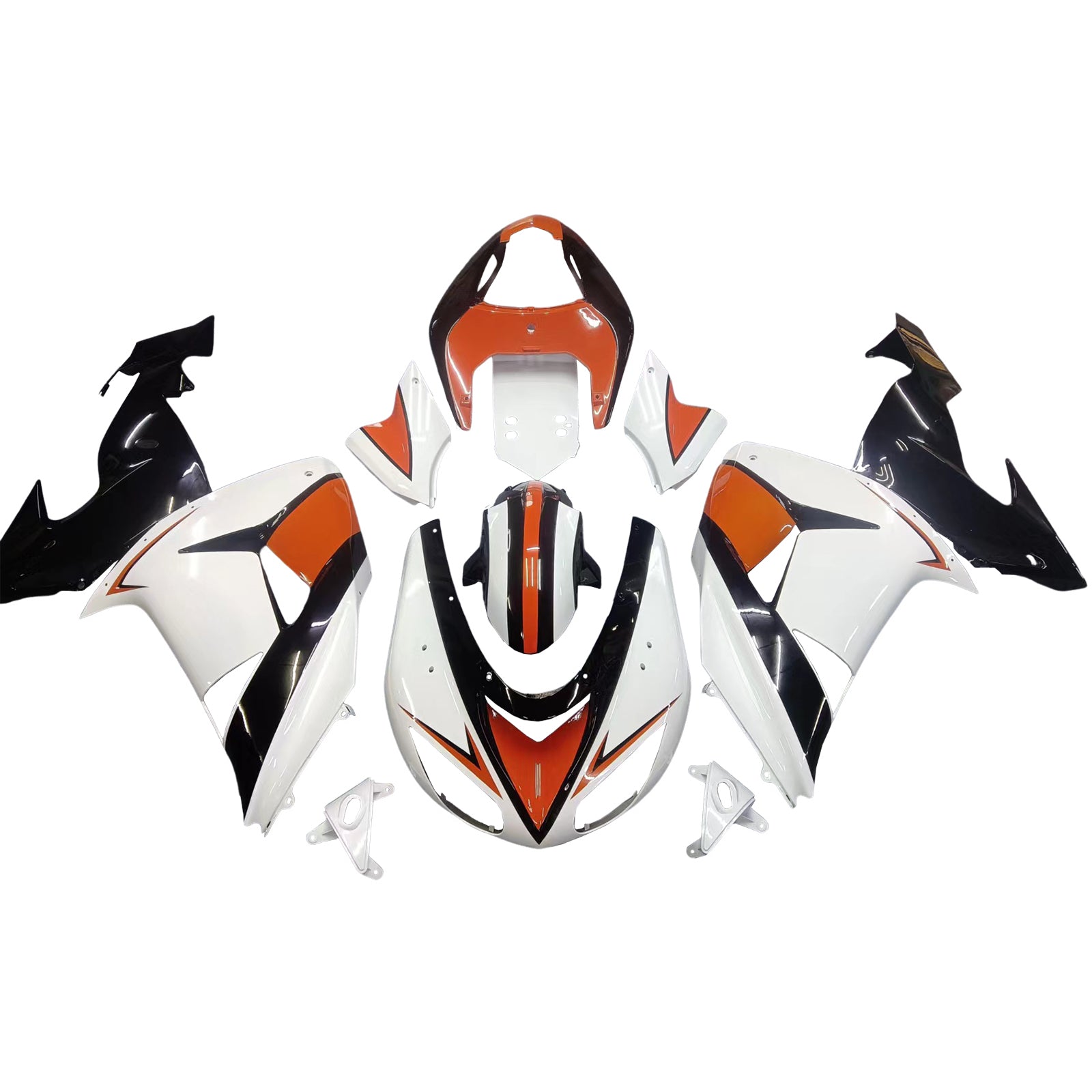 Kit de carenado Amotopart Kawasaki ZX10R 2006-2007 blanco naranja