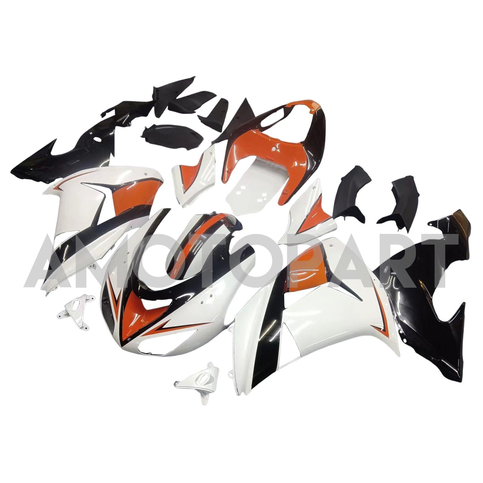 Amotopart Kawasaki ZX10R 2006-2007 White Orange Fairing Kit