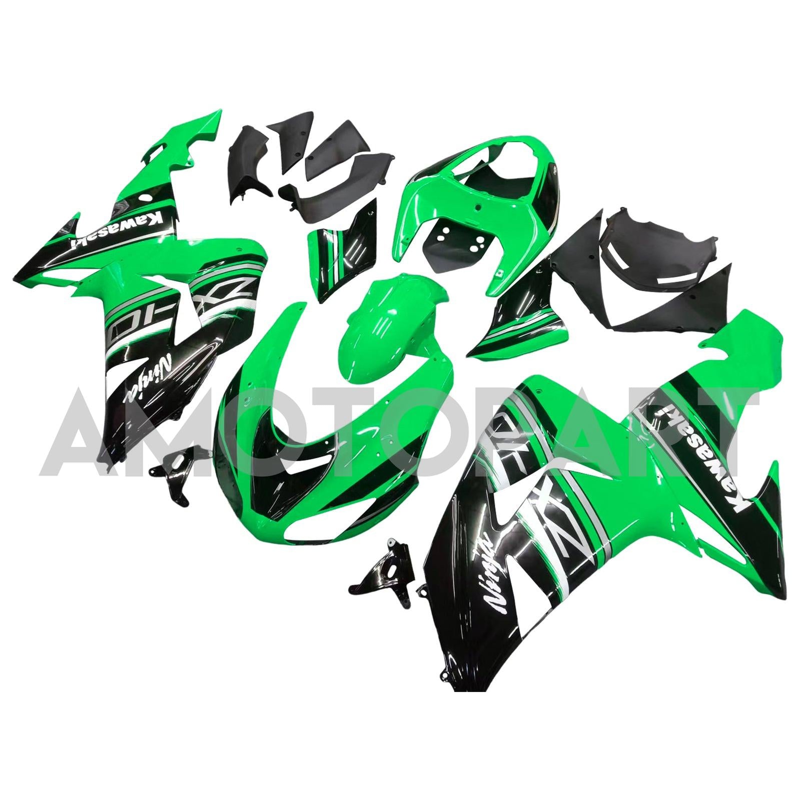 Amotopart  Kawasaki ZX10R 2006-2007 Green Black Fairing Kit