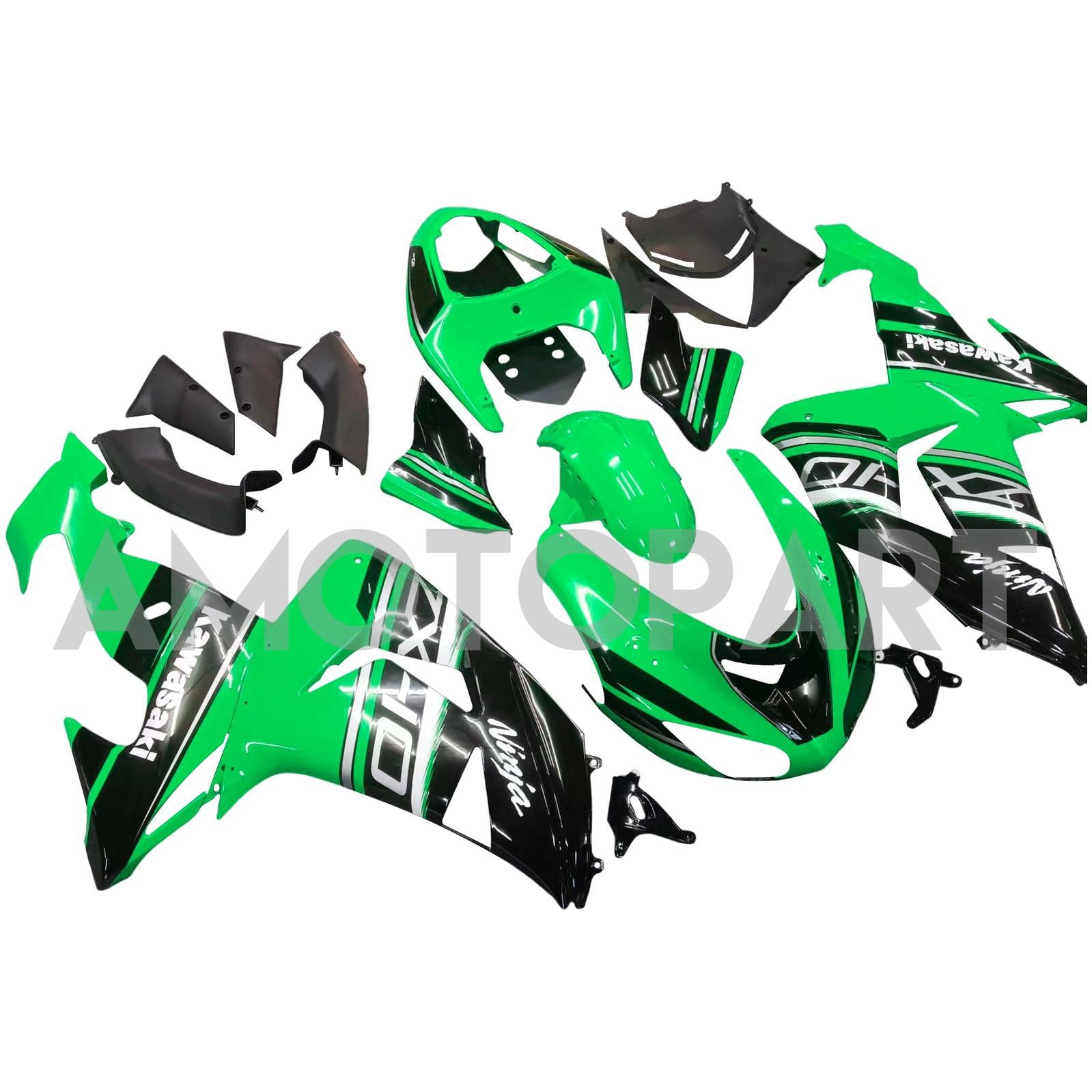 Amotopart  Kawasaki ZX10R 2006-2007 Green Black Fairing Kit