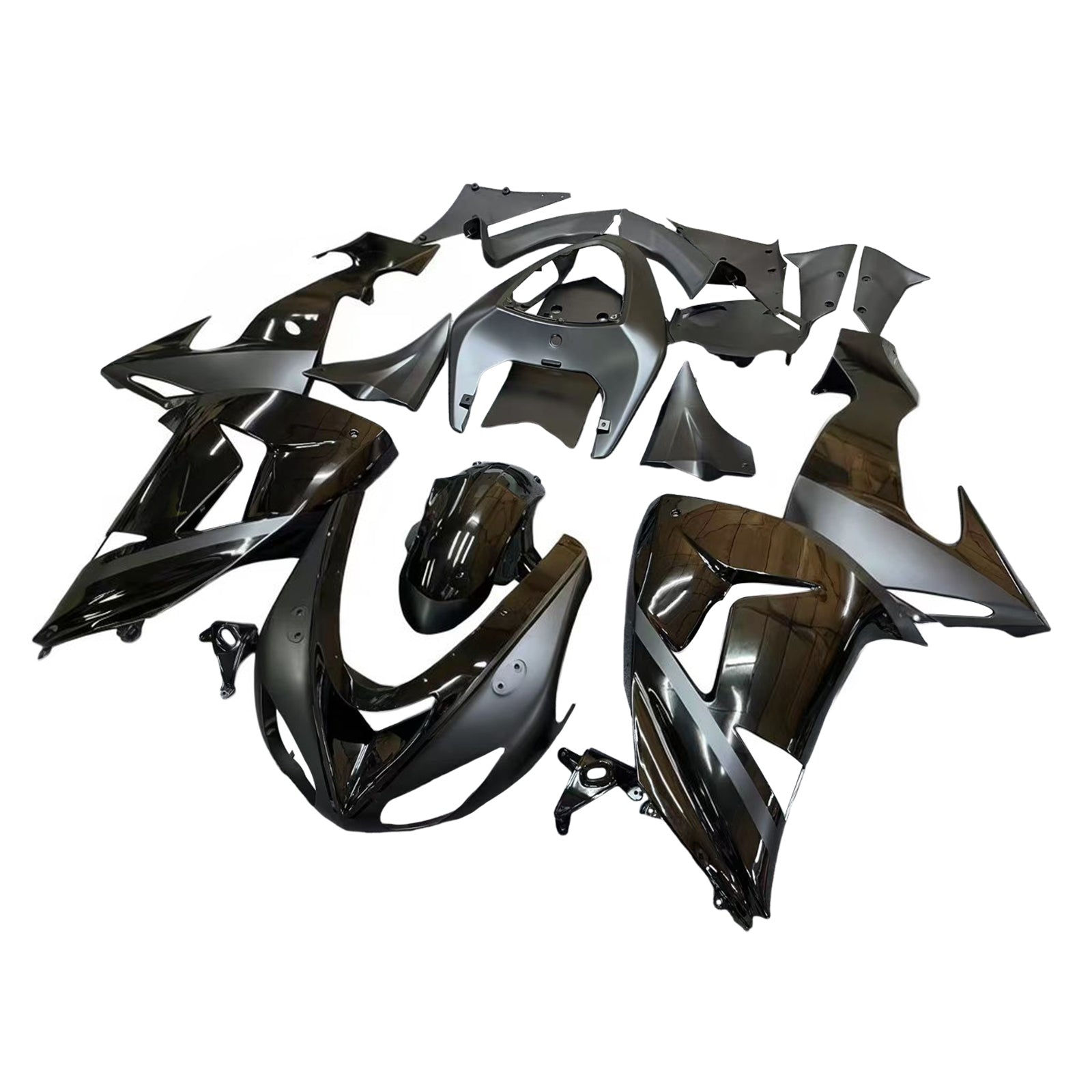 Amotopart Kawasaki ZX10R 2006-2007 Glossy Black Fairing Kit