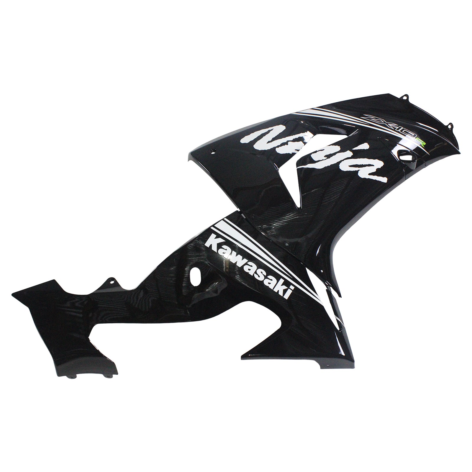 Amotopart Verkleidungsset für Kawasaki ZX10R 2006–2007, glänzendes Schwarz mit Ninja-Logo