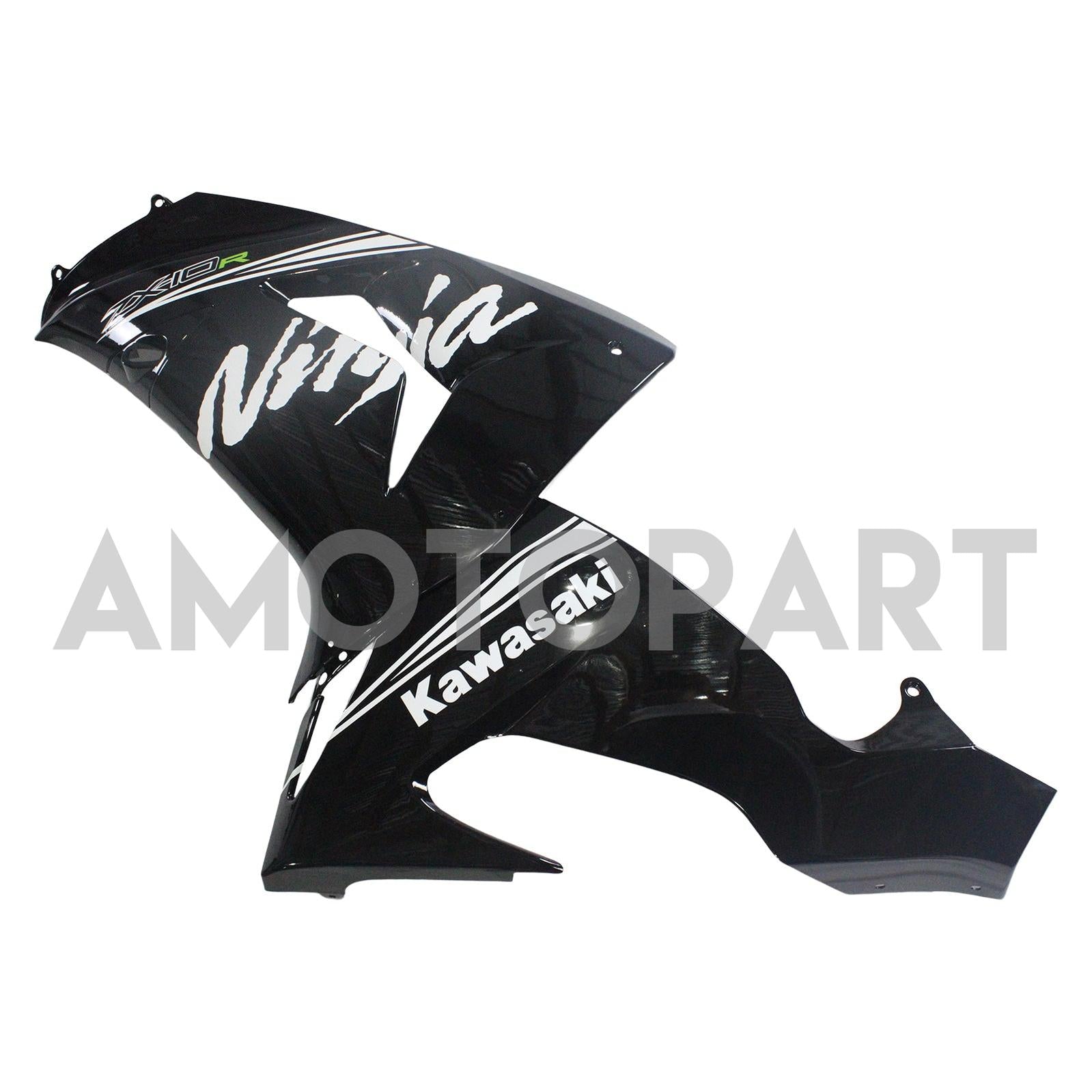 Amotopart Kawasaki ZX10R 2006-2007 Glossy Black with Ninja Logo Fairing Kit