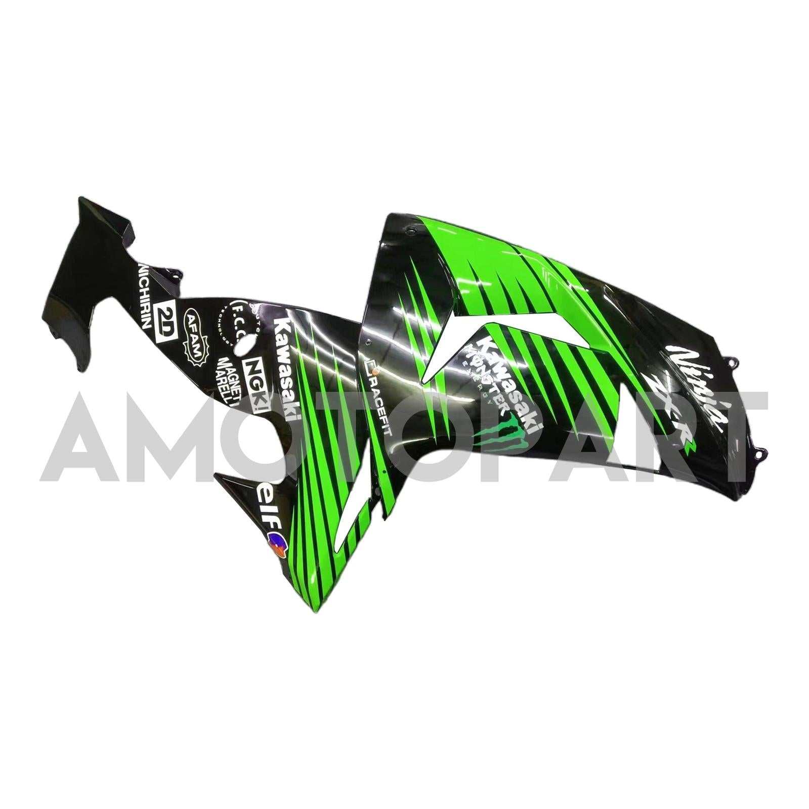 Amotopart 2006-2007 Kawasaki ZX10R グリーン&ブラック モンスターロゴ Style2 フェアリングキット